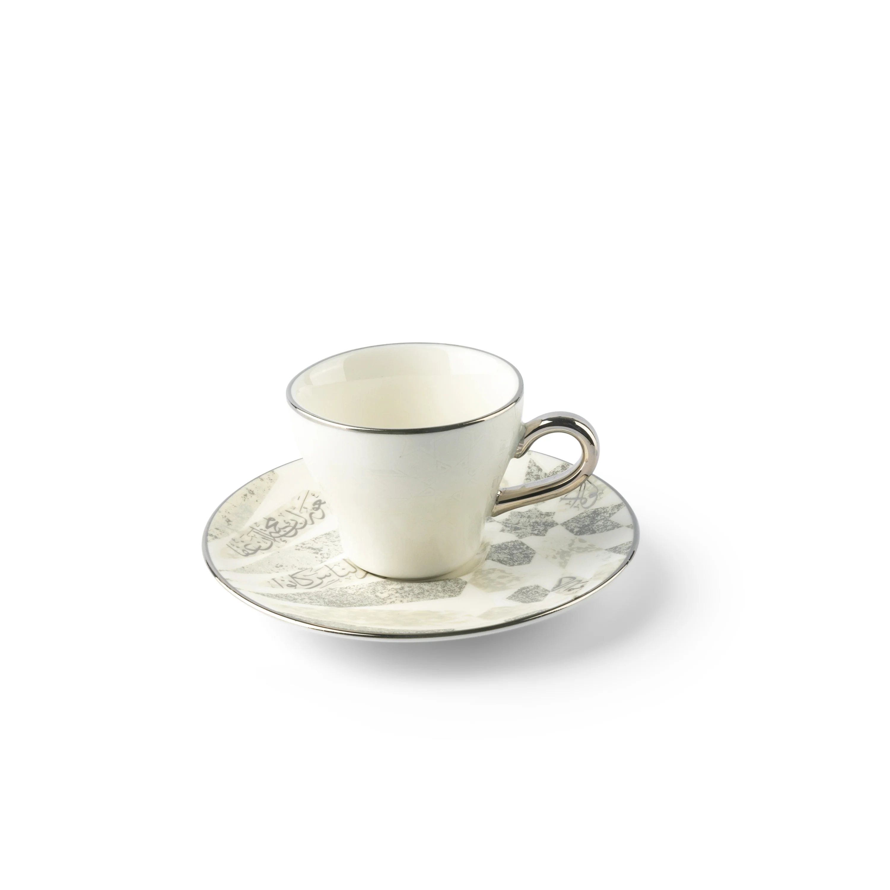 Amal - Espresso /Turkish Coffee Cups, (12-Pc)- Grey & Silver - Image 5
