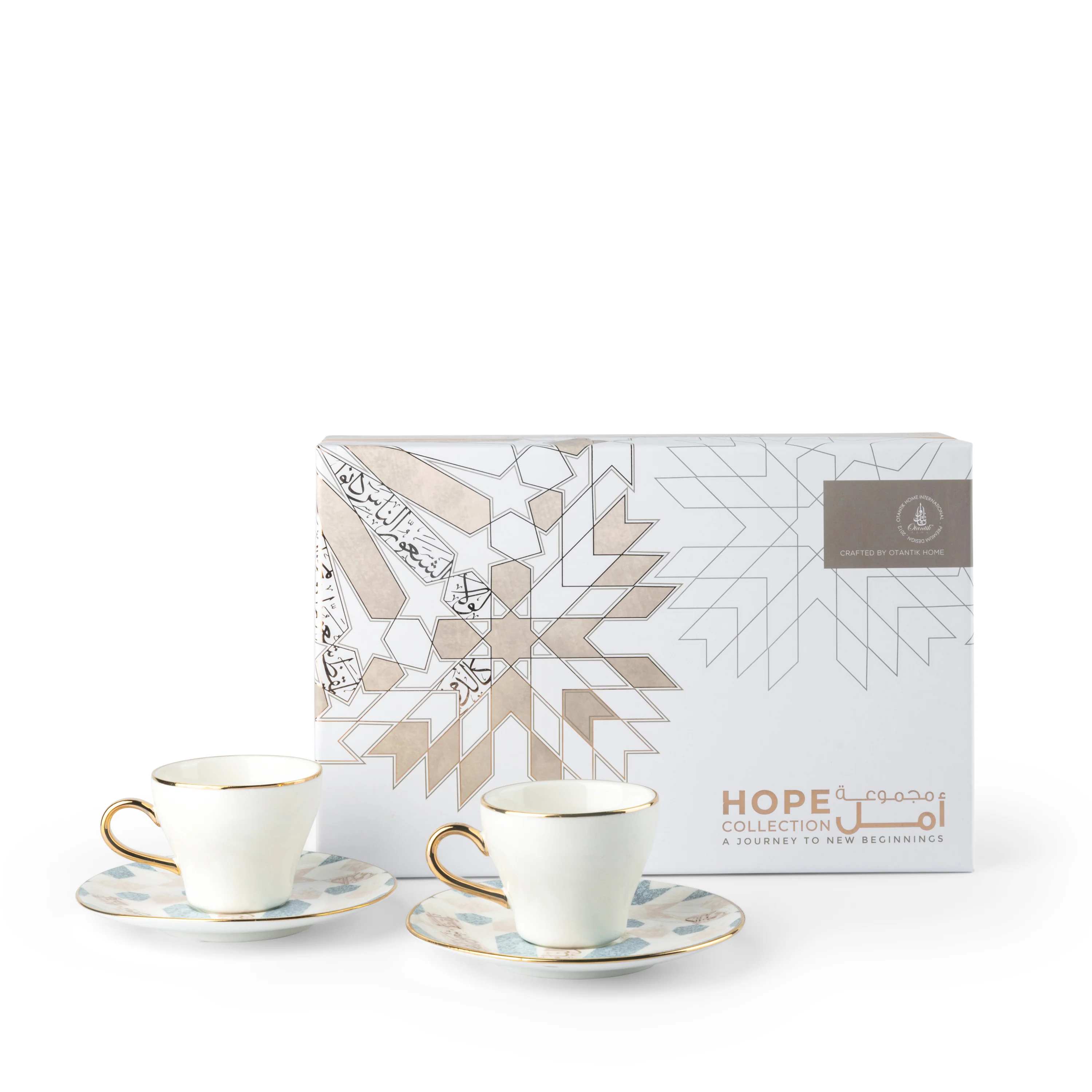 Amal - Espresso /Turkish Coffee Cups, (4-Pc) - Blue & Gold - Image 2