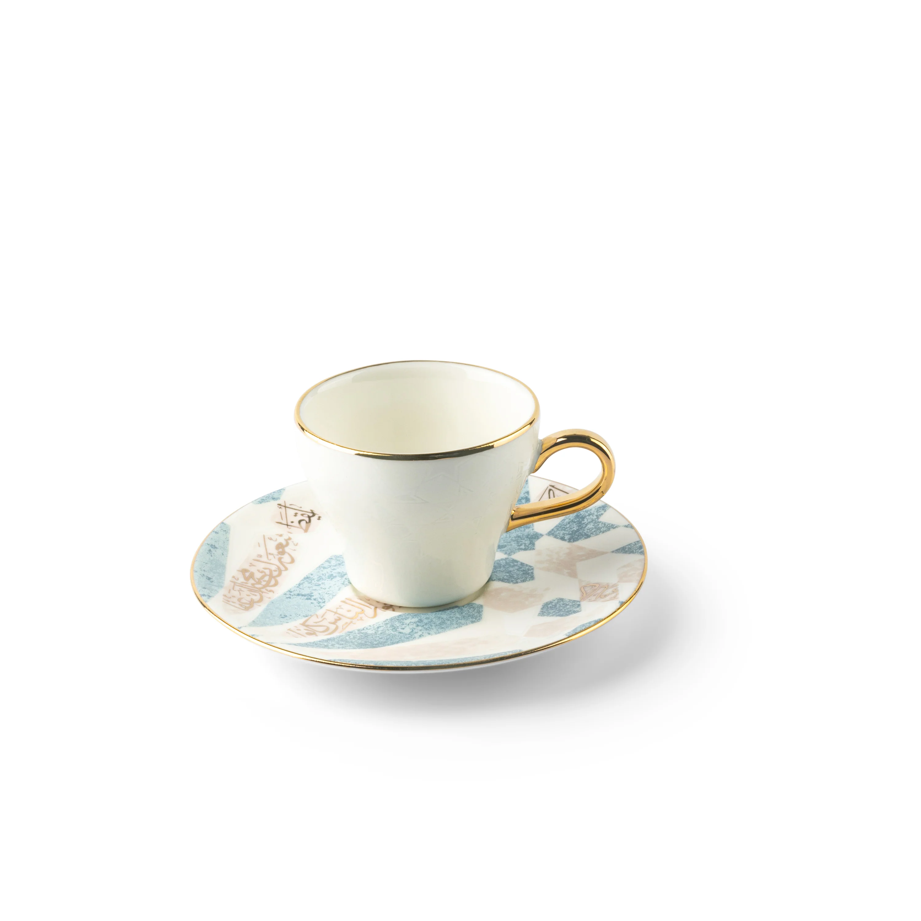 Amal - Espresso /Turkish Coffee Cups, (4-Pc) - Blue & Gold - Image 3