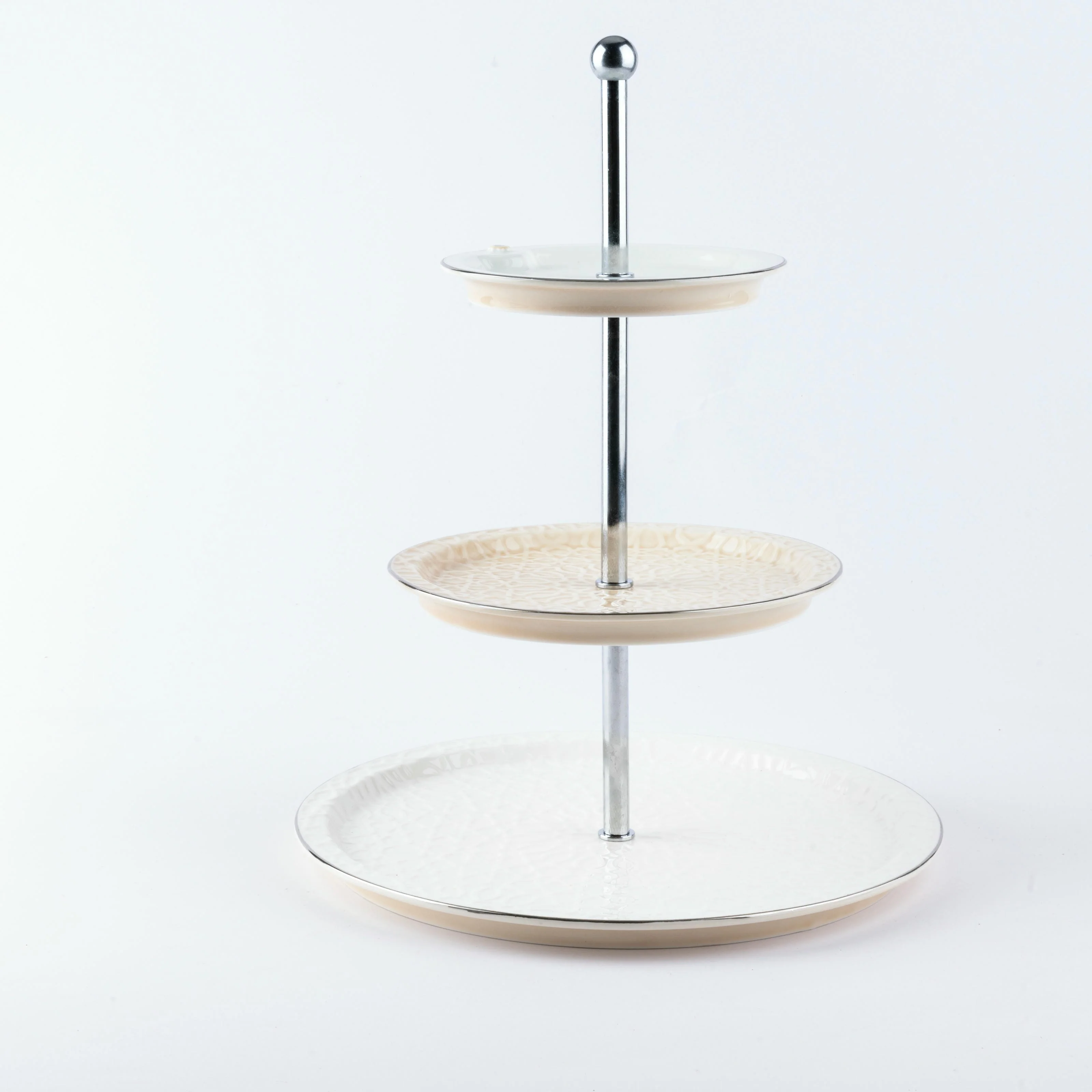Asala - 3 Tier Plate - Beige & Silver - Image 4