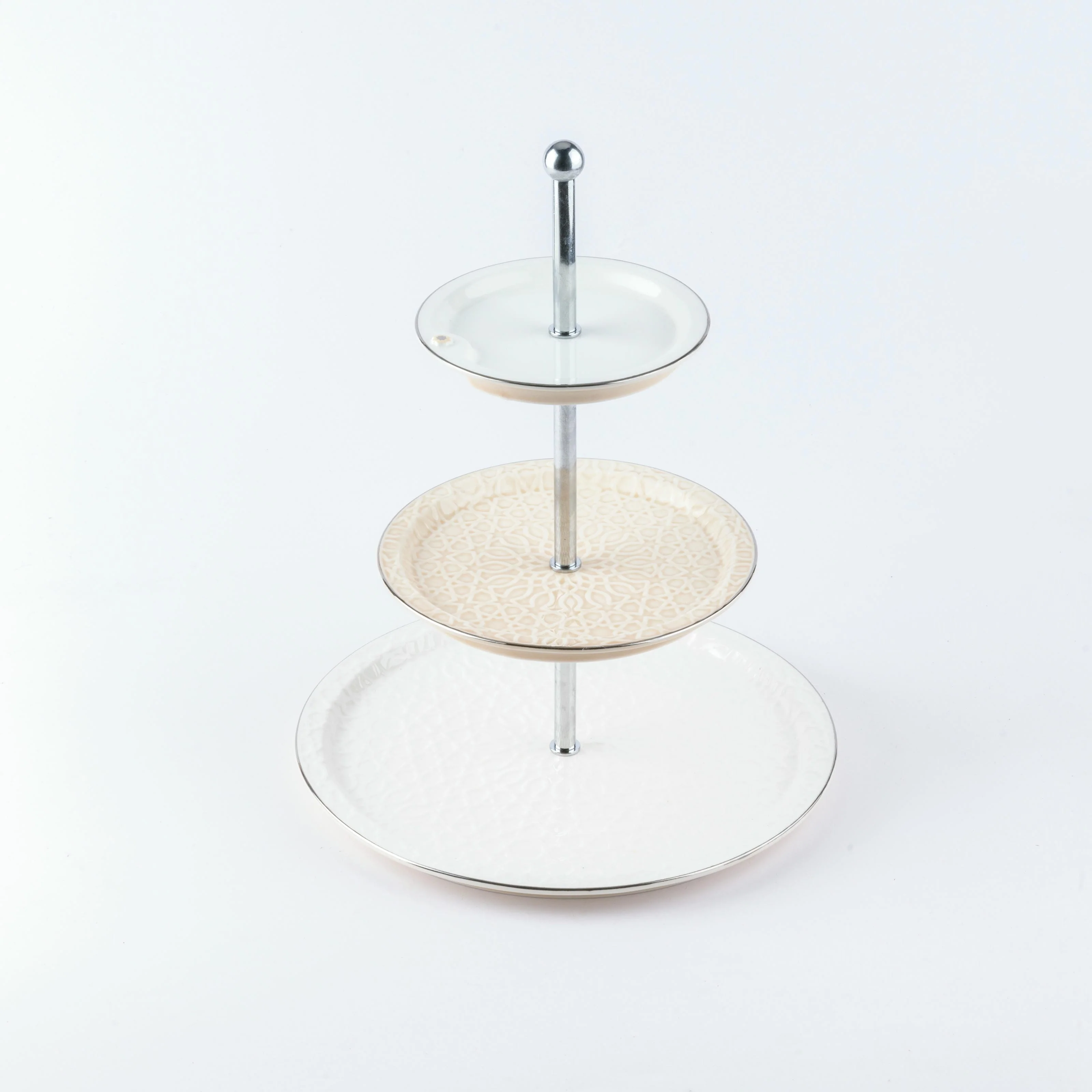 Asala - 3 Tier Plate - Beige & Silver - Image 5