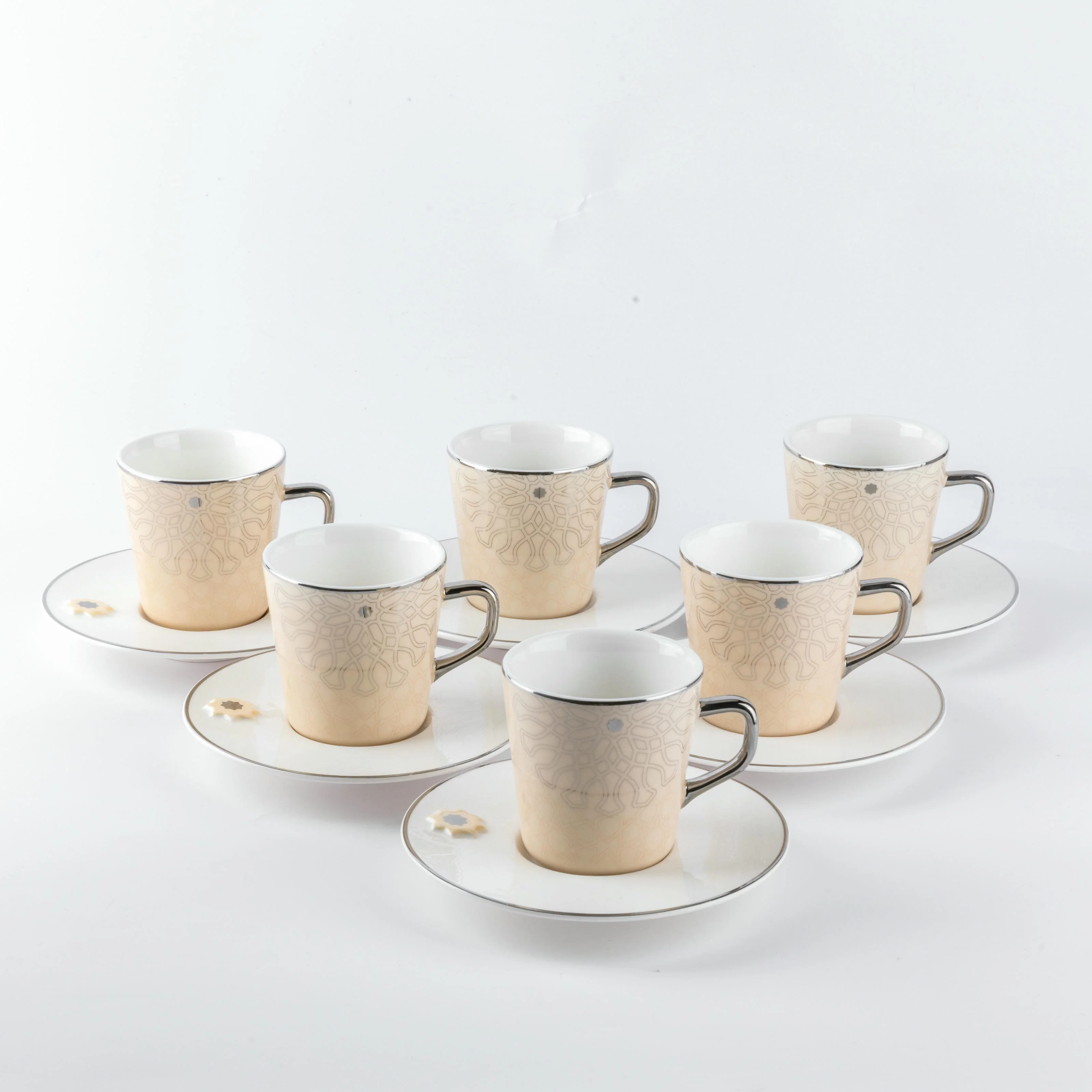 Asala - Cappuccino Set (12-Pc) - Beige & Silver - Image 5