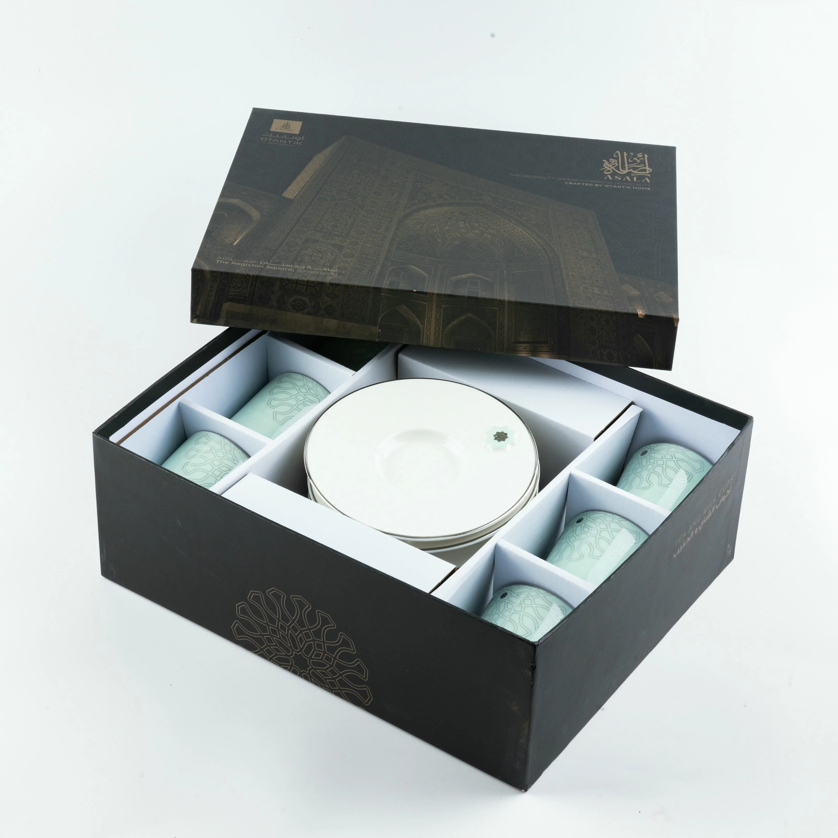 Asala - Cappuccino Set (12-Pc) - Teal & Silver - Image 3