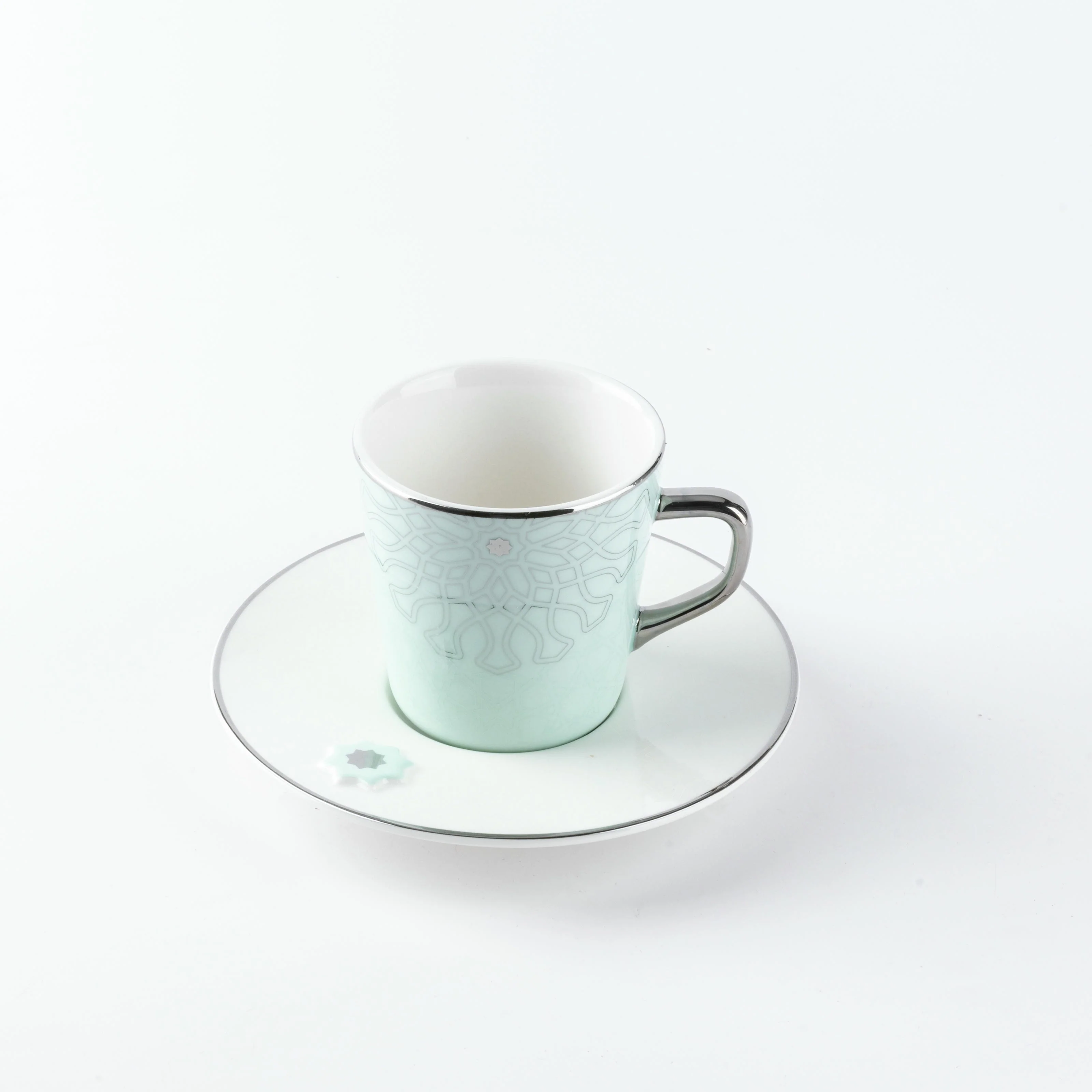 Asala - Cappuccino Set (12-Pc) - Teal & Silver - Image 4