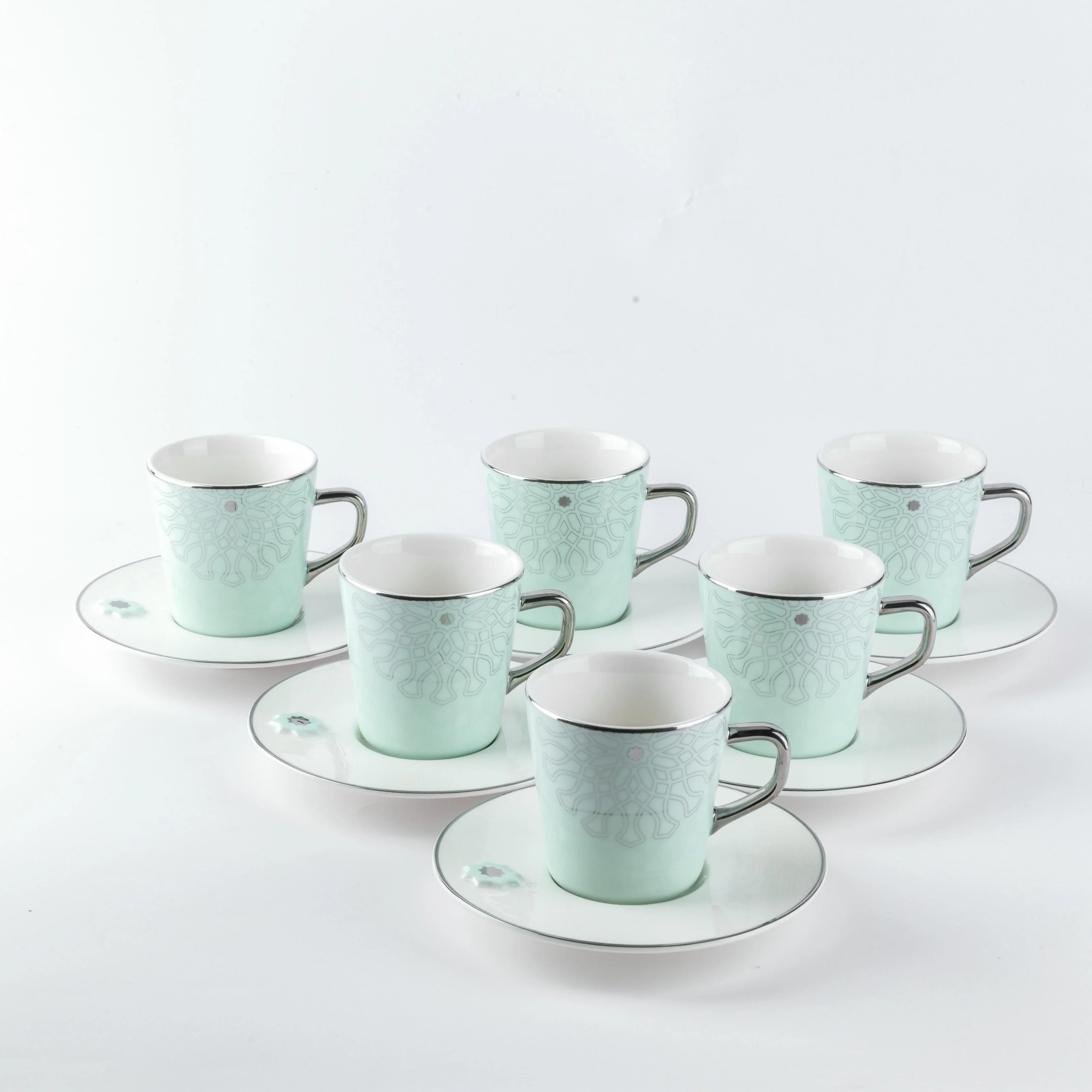 Asala - Cappuccino Set (12-Pc) - Teal & Silver - Image 5