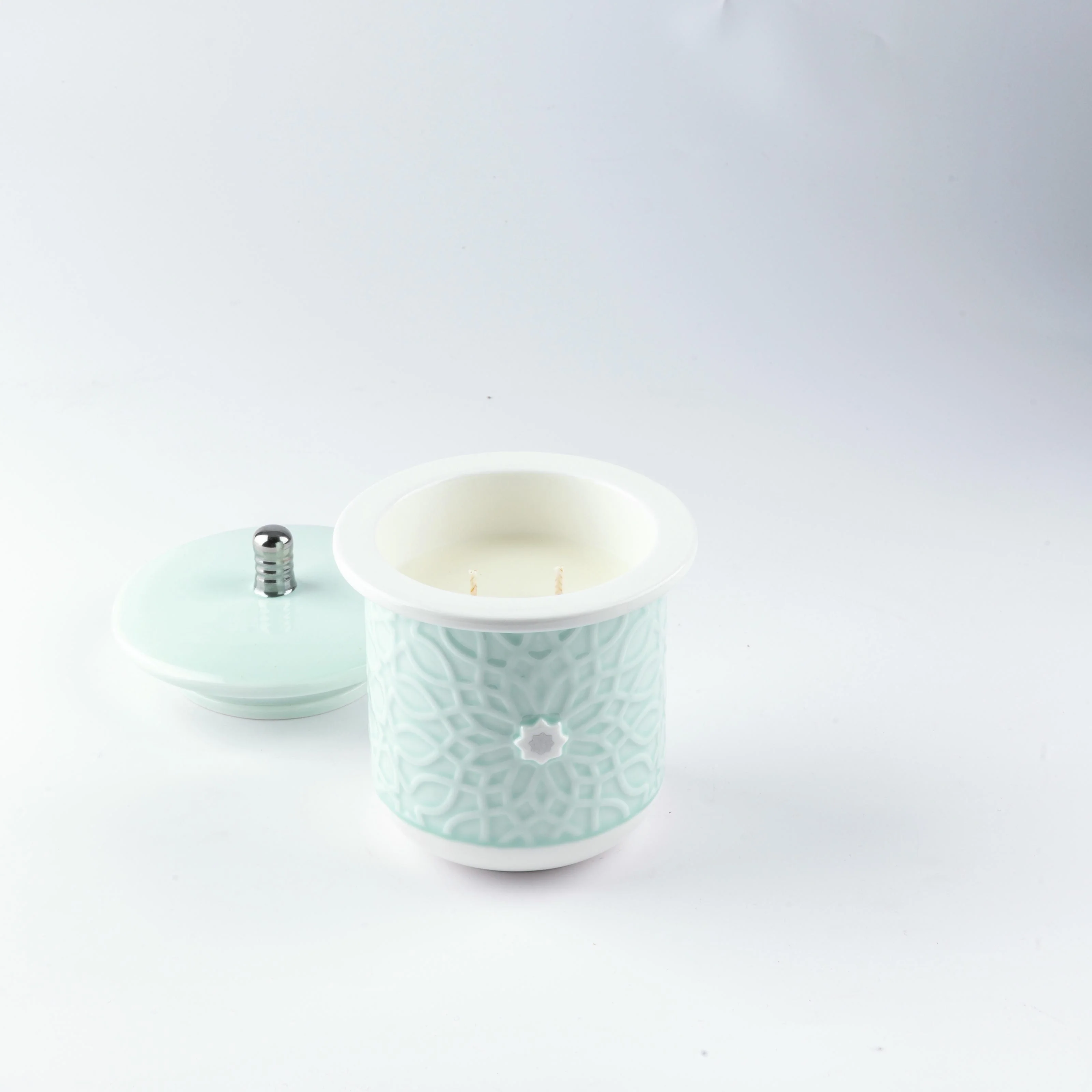Asala - Large Candle| Citrus Sunrise - Teal  & Silver - Image 4