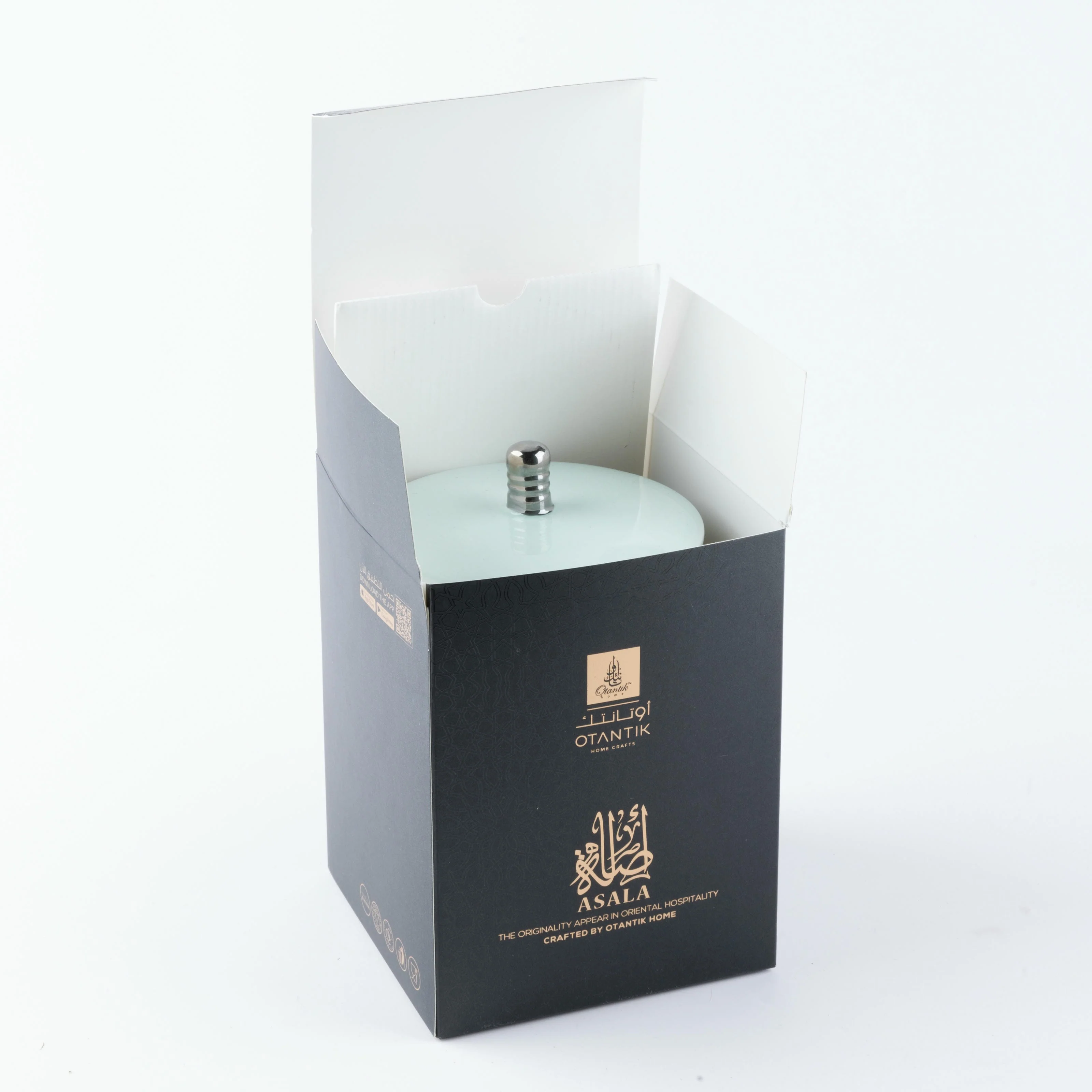 Asala - Large Candle| Citrus Sunrise - Teal  & Silver - Image 5