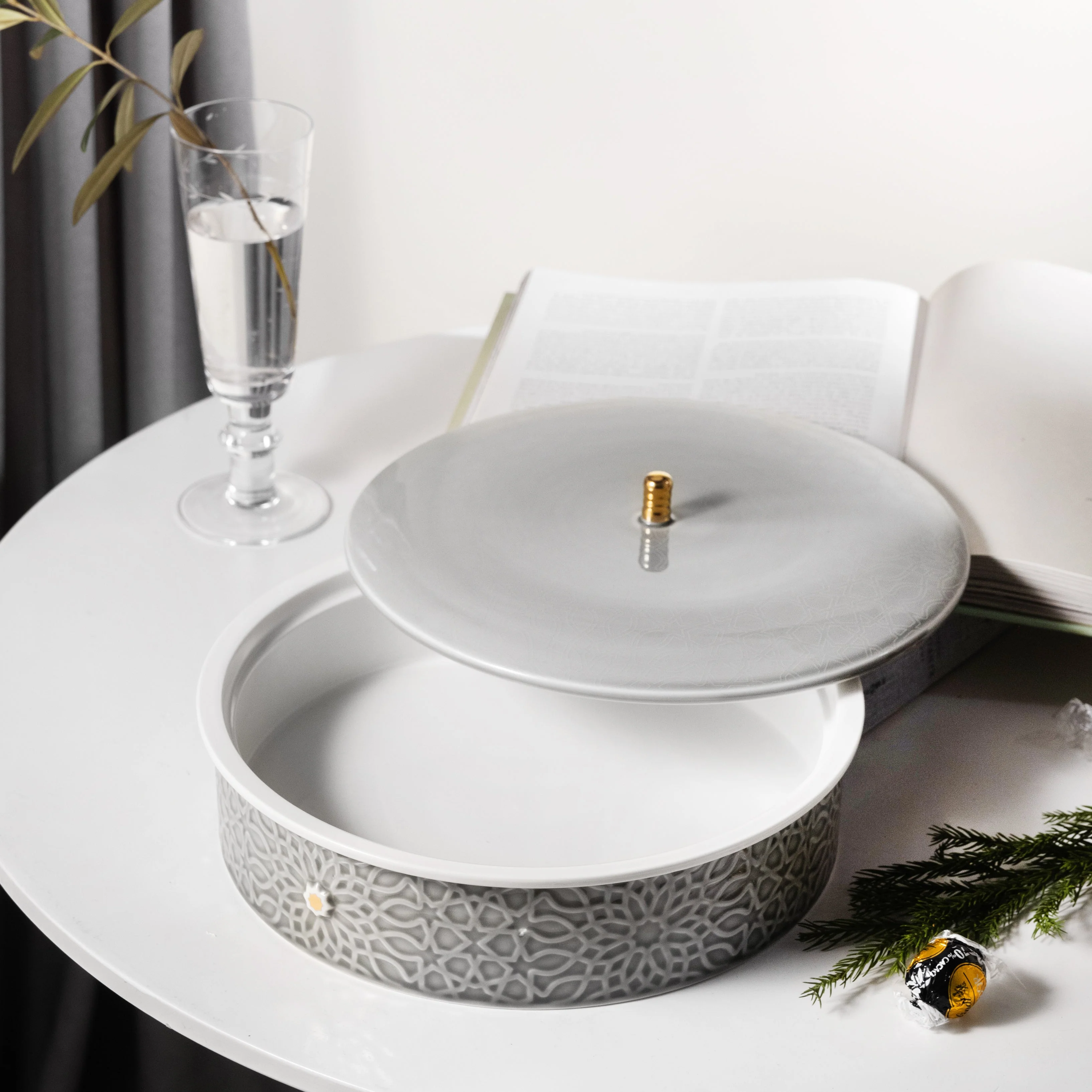 Asala - Large Decorative Canister - Grey & Gold