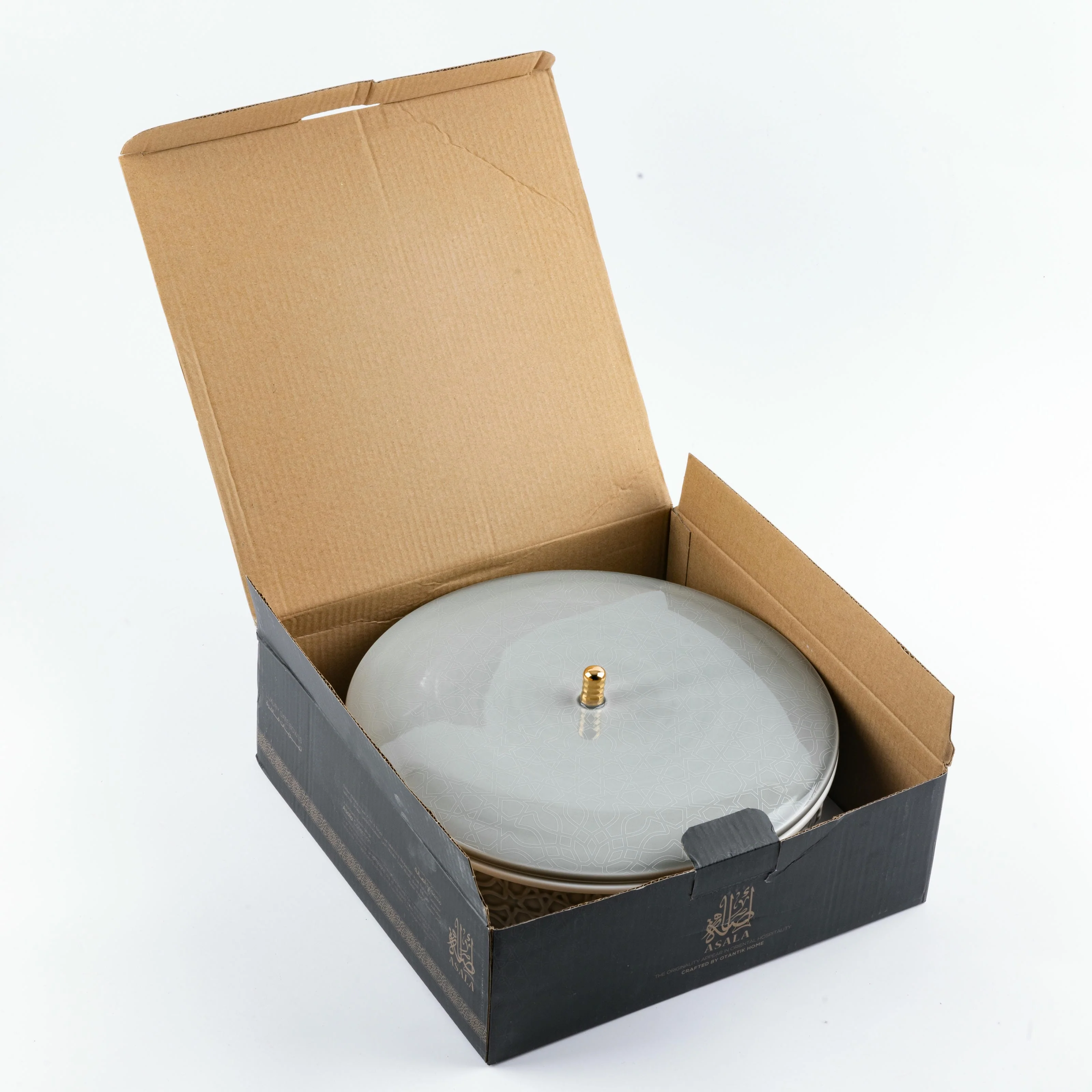 Asala - Large Decorative Canister - Grey & Gold - Image 5