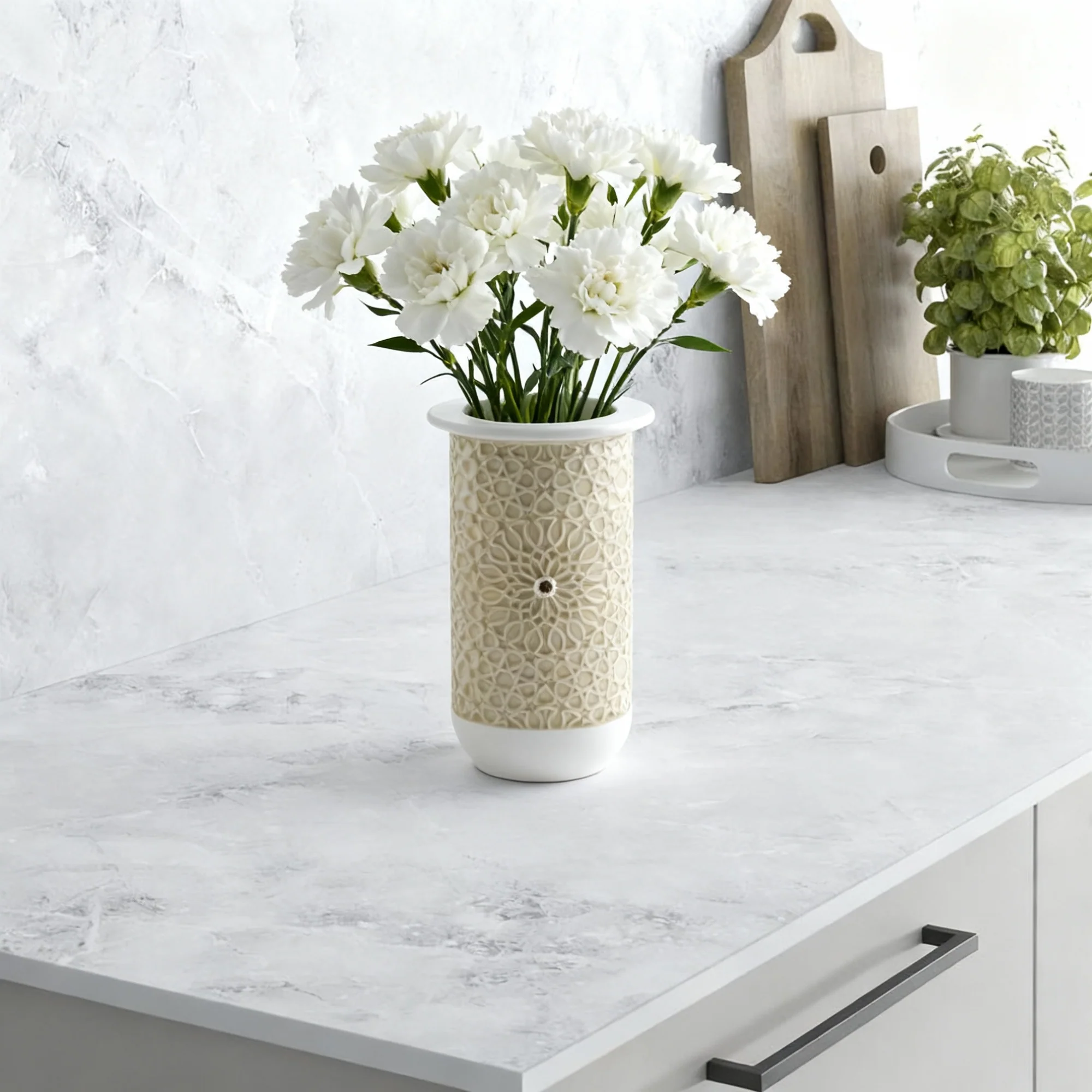 Asala - Large Decorative Vase - Beige & Gold - Image 2
