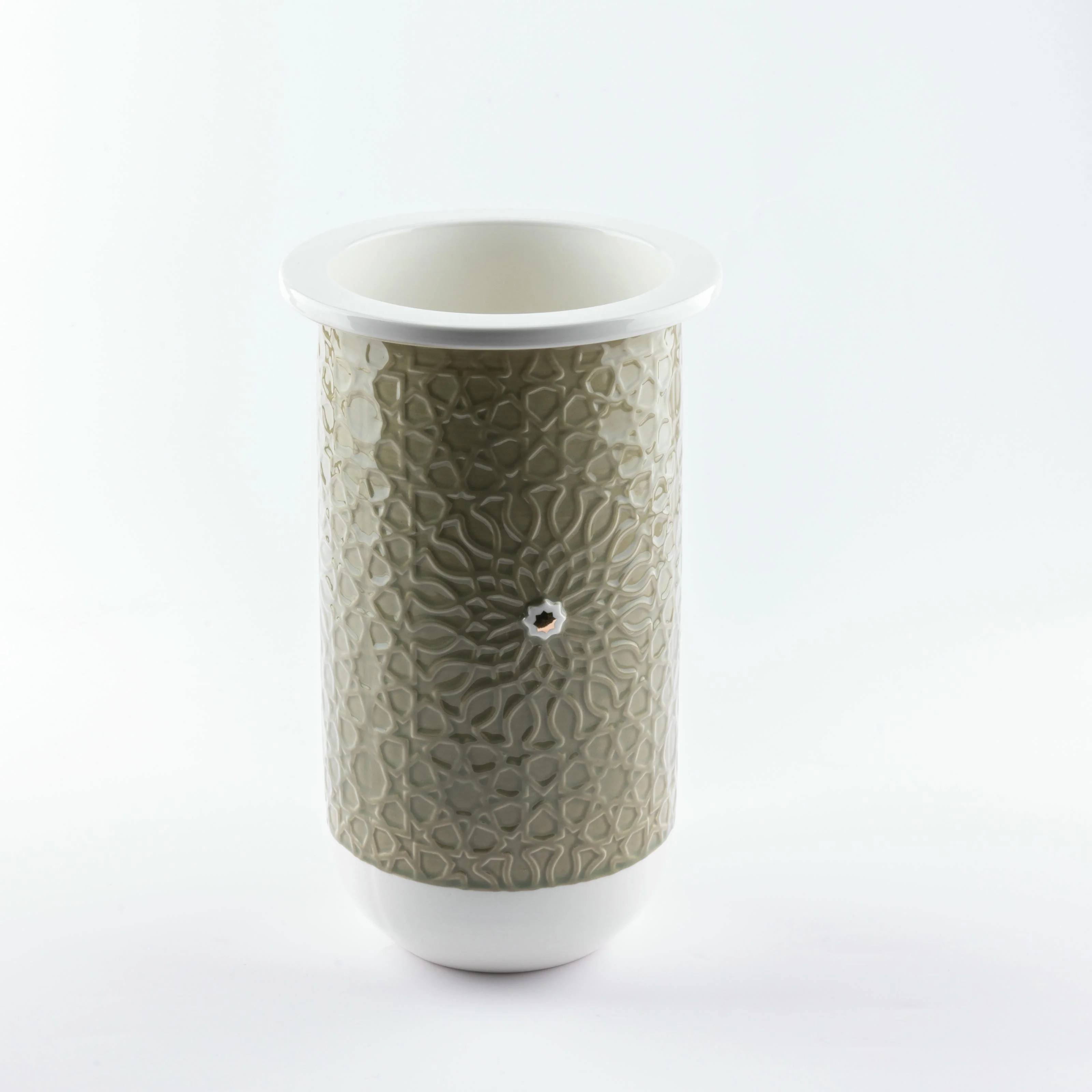 Asala - Large Decorative Vase - Olive Green & Gold - Image 3