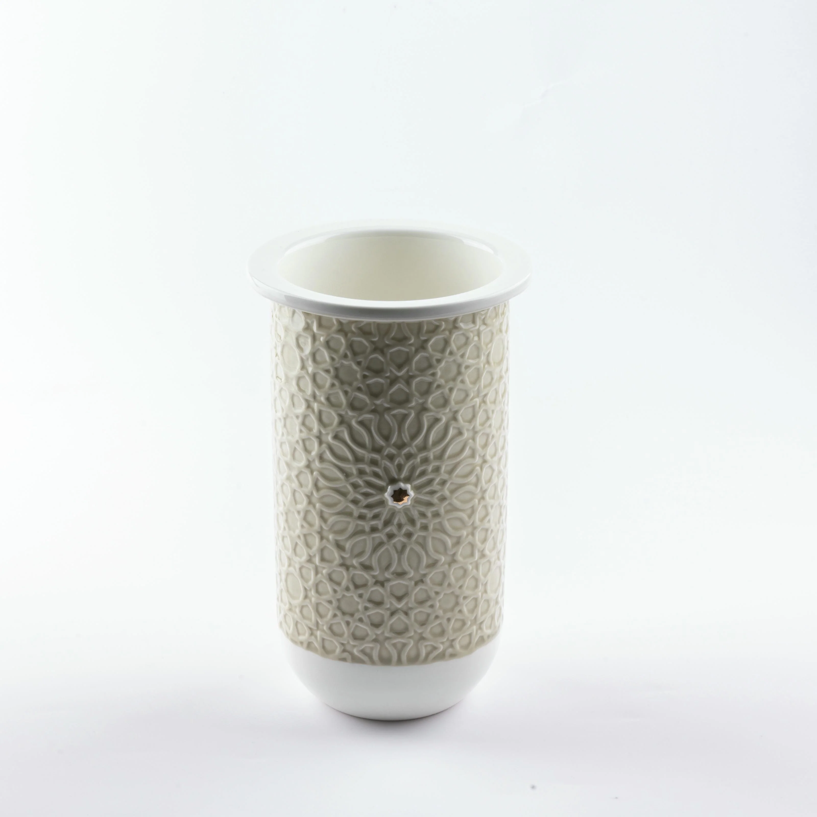 Asala - Medium Decorative Vase - Beige & Gold - Image 4