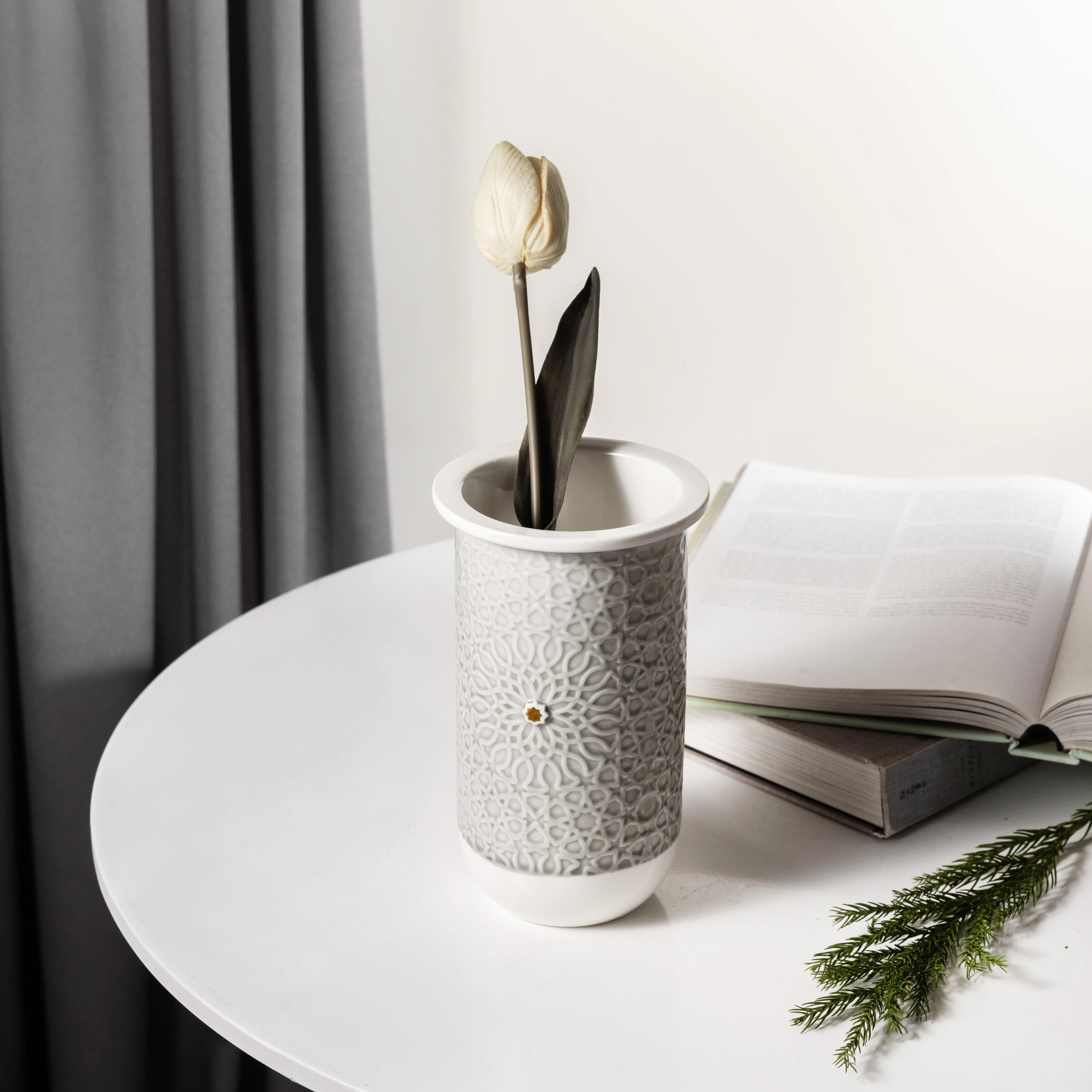 Asala - Medium Decorative Vase - Grey & Gold