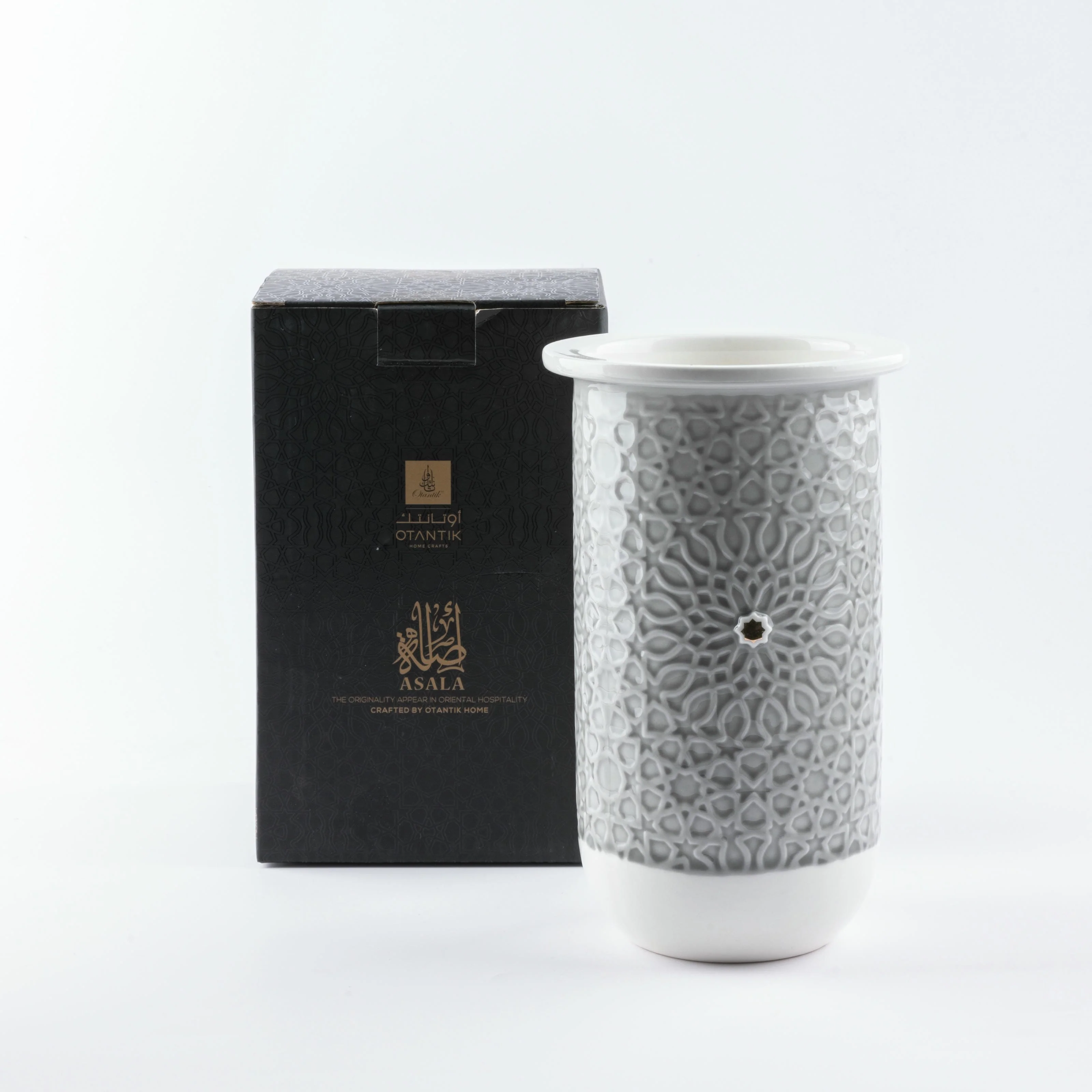 Asala - Medium Decorative Vase - Grey & Gold - Image 2