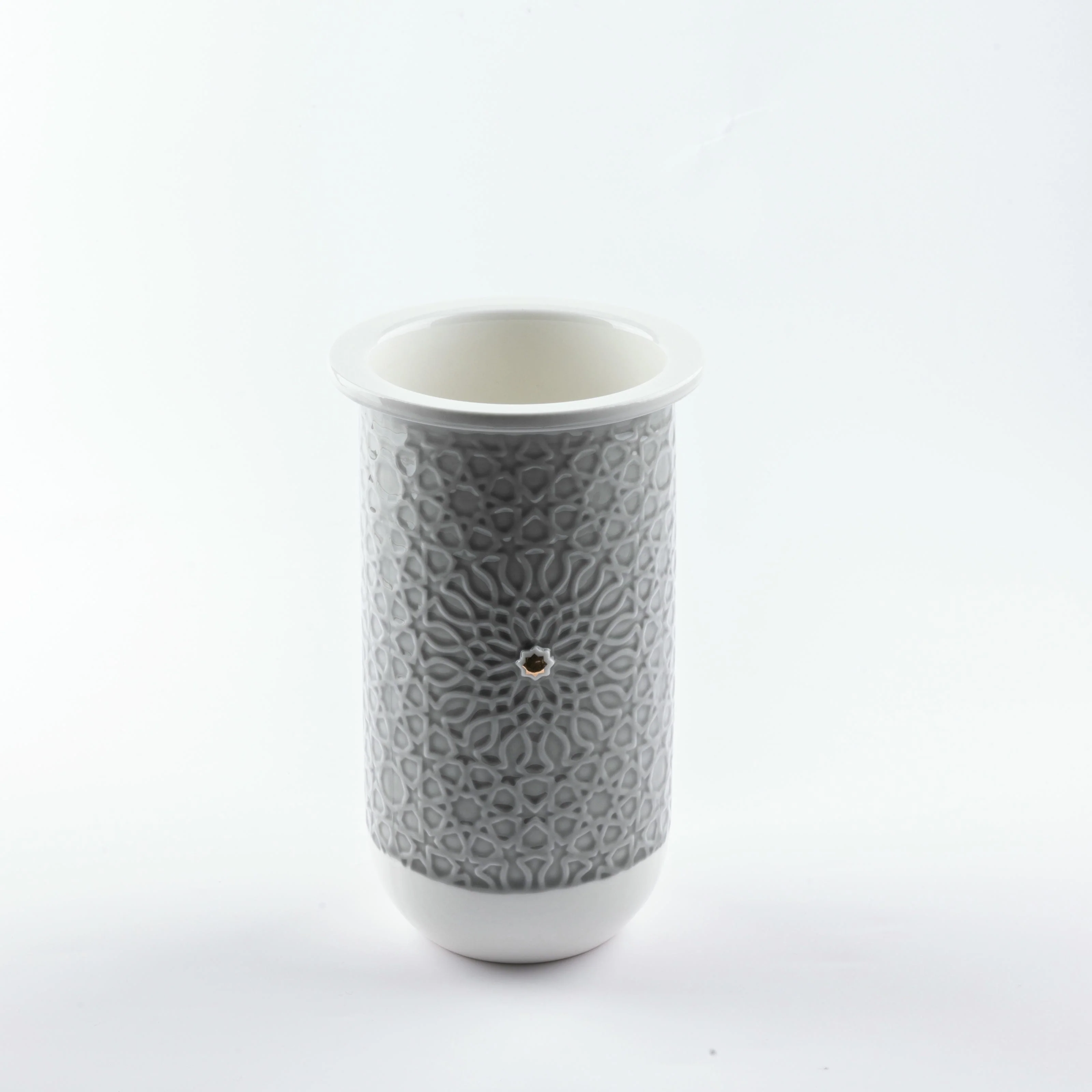 Asala - Medium Decorative Vase - Grey & Gold - Image 3