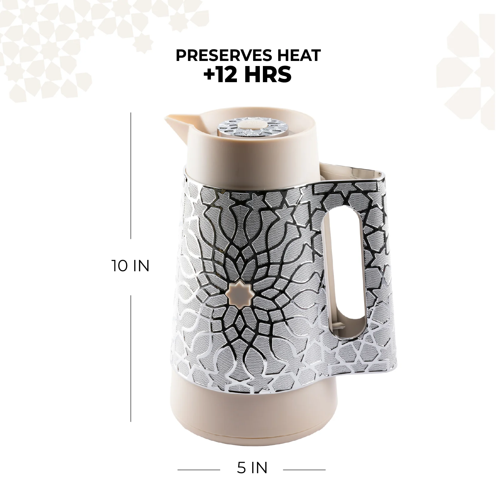 Asala - Vacuum Flask / Thermos - Beige & Silver - Image 6