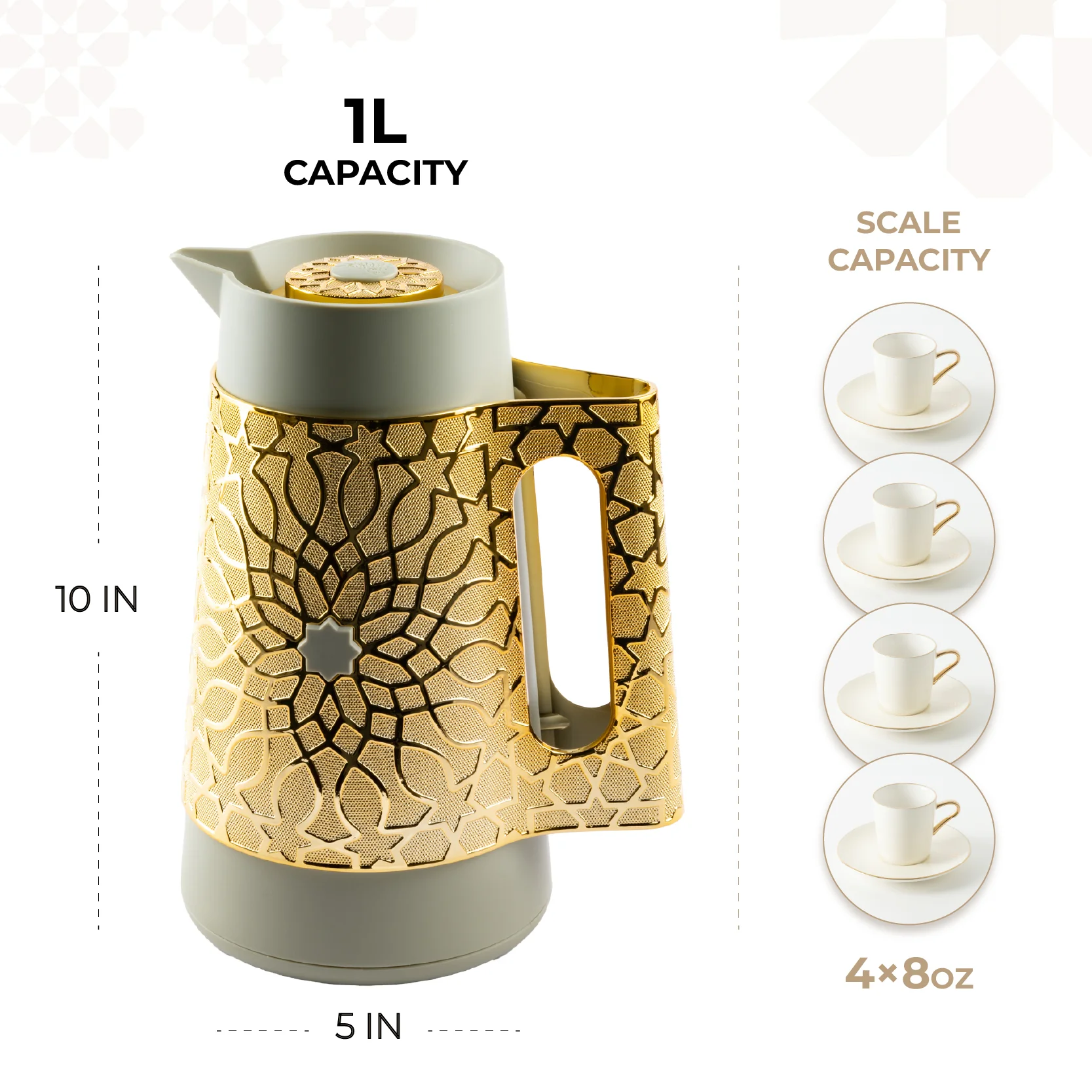 Asala - Vacuum Flask / Thermos - Olive Green & Gold - Image 3