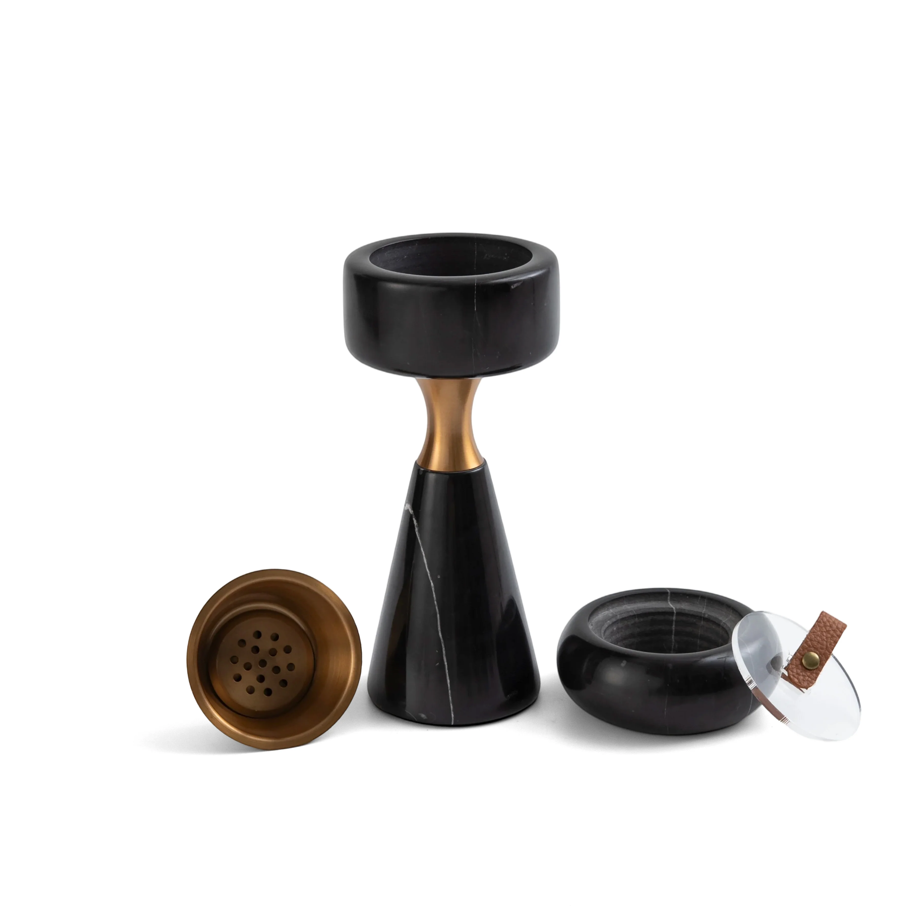 Athar - Marble Incense Burner Set (3-Pc) - Black & Gold - Image 4