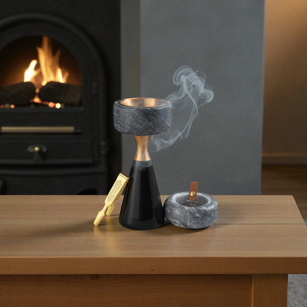 Athar - Marble Incense Burner Set (3-Pc) - Black/Gray & Bronze - Image 6