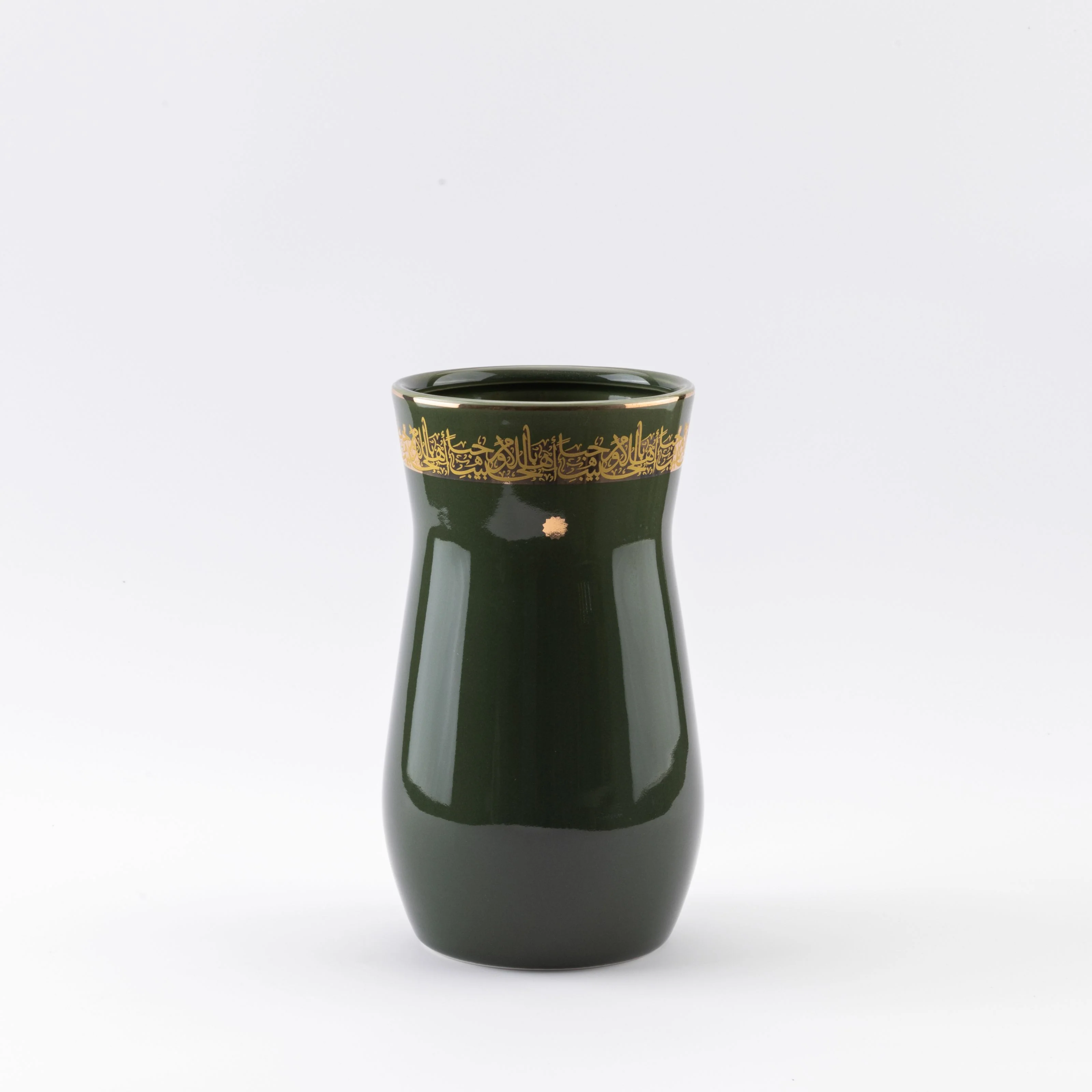Atheer - Medium Decorative Vase - Olive Green & Gold - Image 4