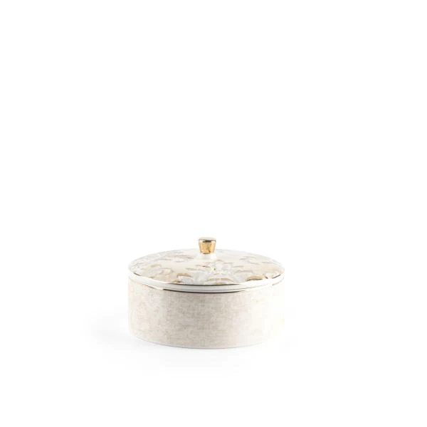 Classy Harir - Decorative Small Canister/Server - Beige & Gold - Image 3
