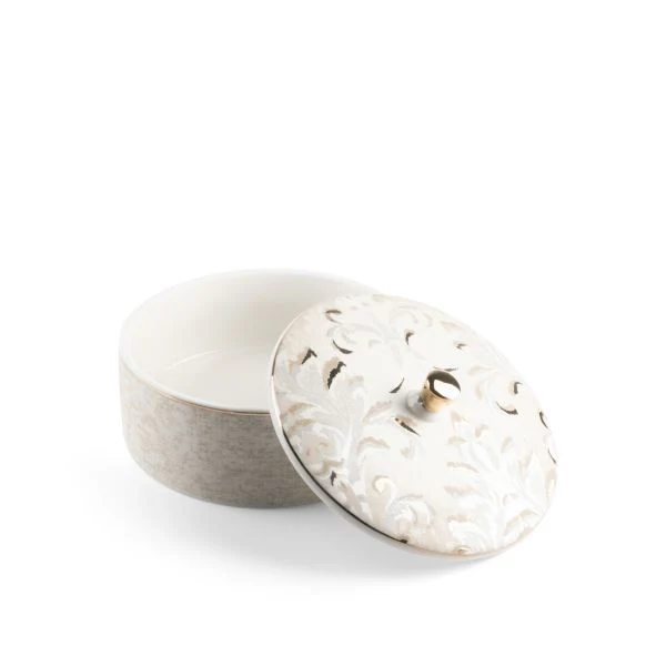 Classy Harir - Decorative Small Canister/Server - Beige & Gold - Image 4