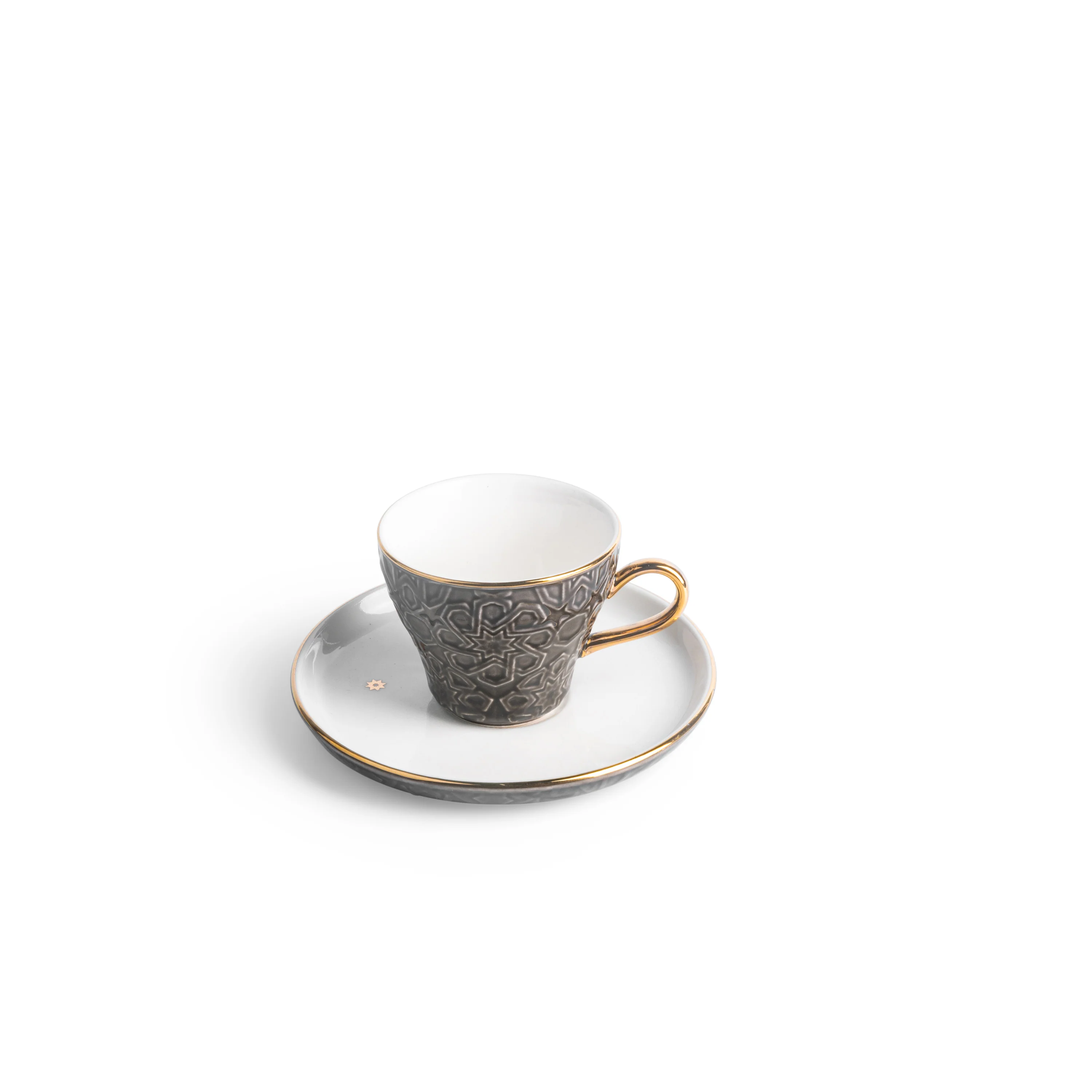 Crown - Esspresso /Turkish Coffee Cups (12-Pc)- Black & Gold - Image 3