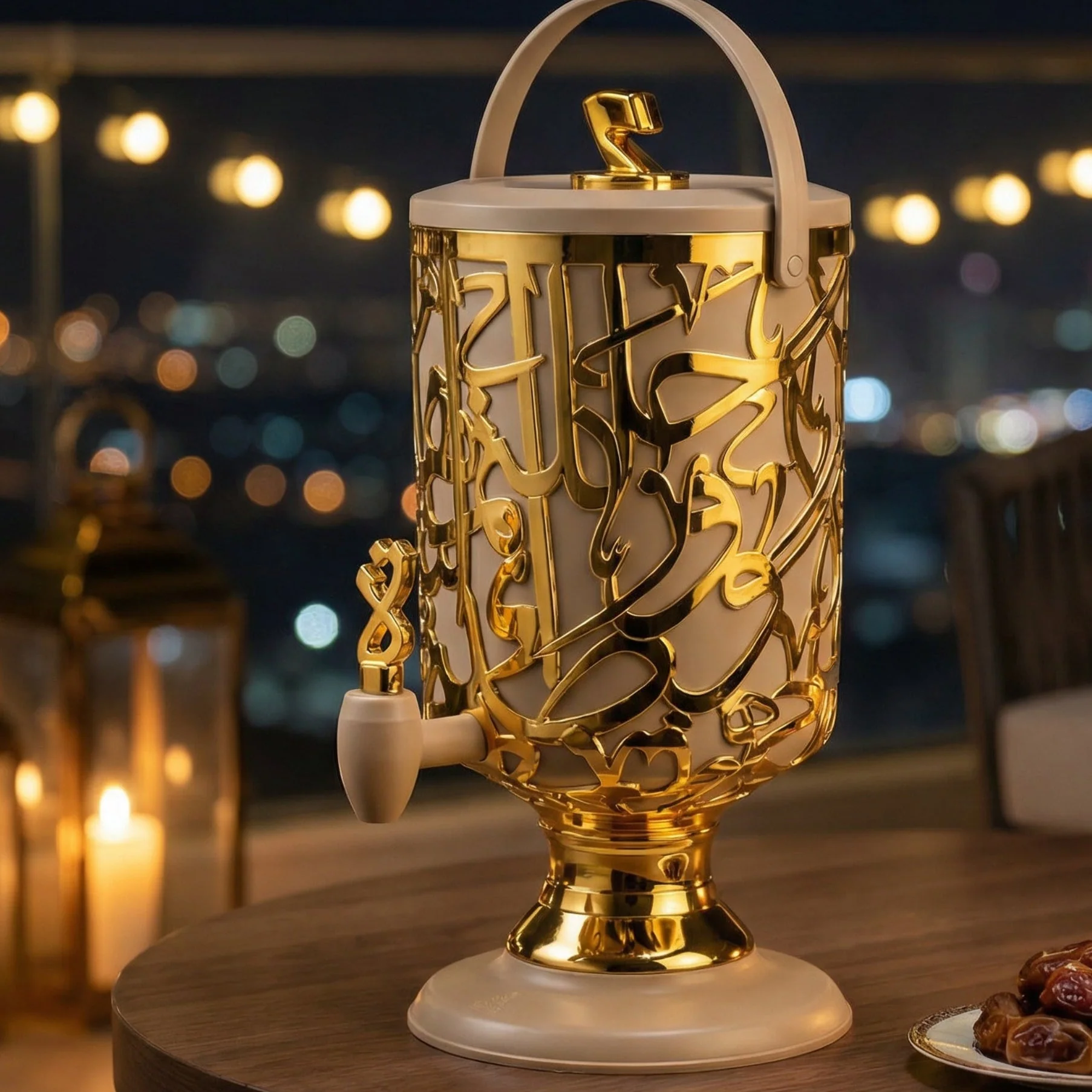 Diwan - 3 Liters Cold Beverage Dispenser - Coffee & Gold