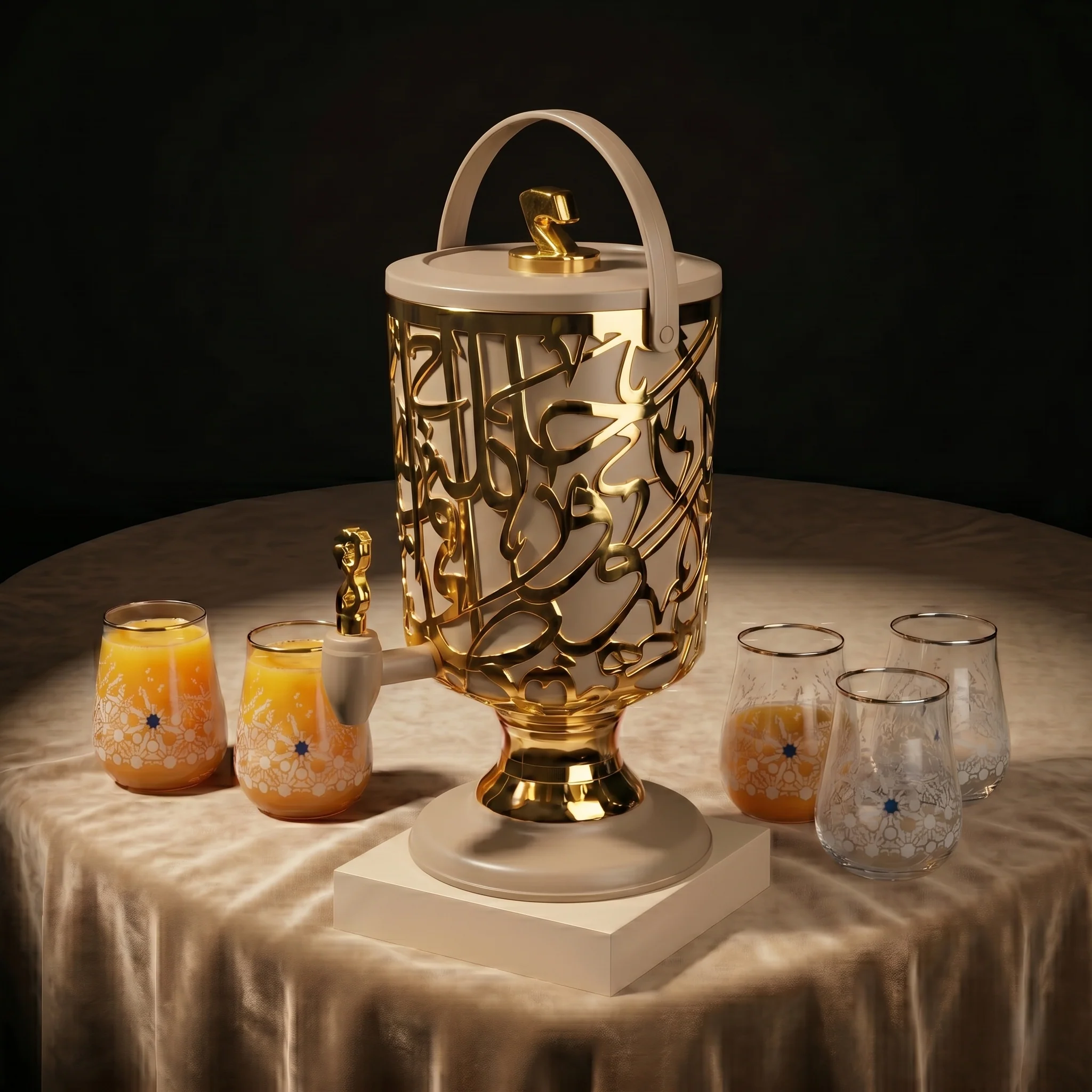 Diwan - 3 Liters Cold Beverage Dispenser - Coffee & Gold - Image 4