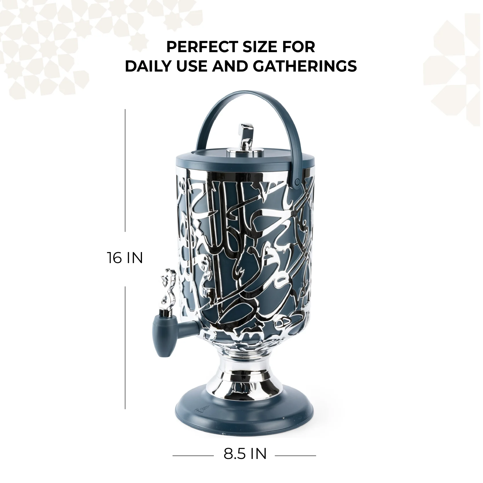 Diwan - 3 Liters Cold Beverage Dispenser - Dark Blue & Silver - Image 4