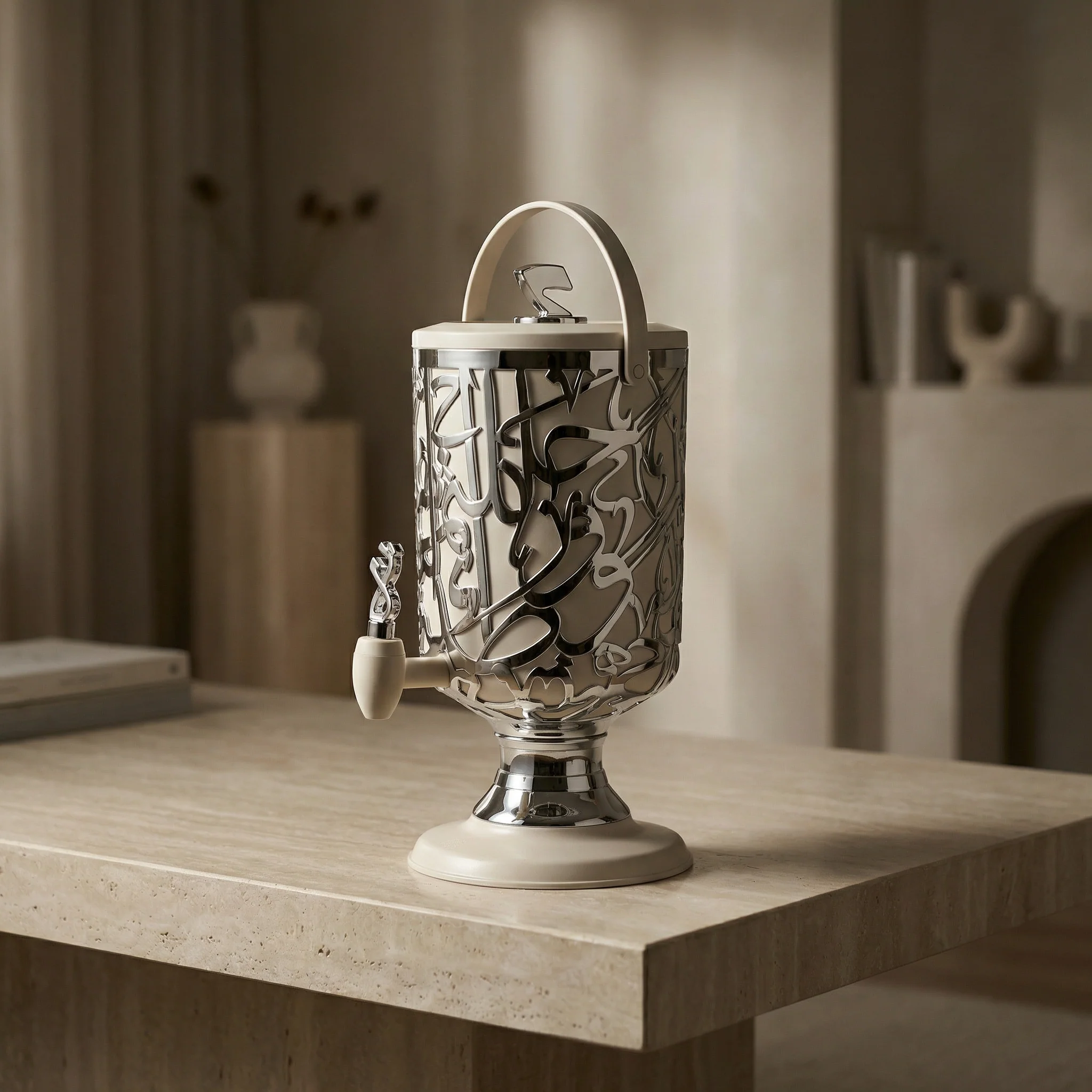 Diwan - 3 Liters Cold Beverage Dispenser - Pearl & Silver