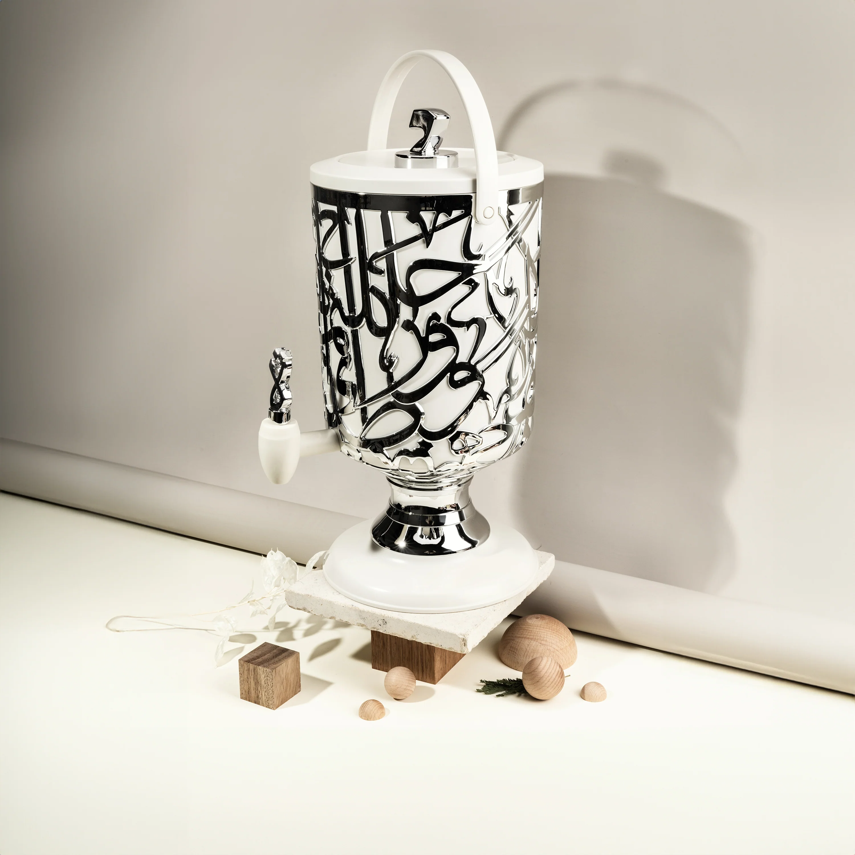 Diwan - 3 Liters Cold Beverage Dispenser - Pearl & Silver - Image 2