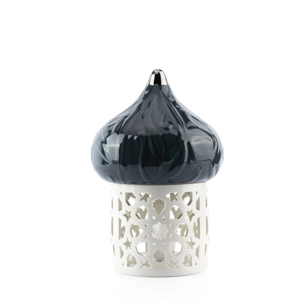 Diwan - Large Lantern Candle Holder - Dark Blue & Silver - Image 3