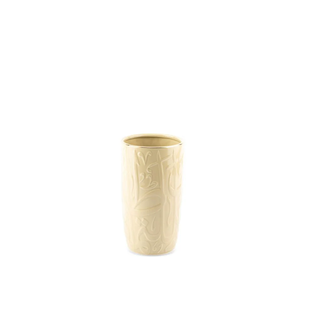 Diwan - Medium Decorative Vase  - Ivory & Gold - Image 3