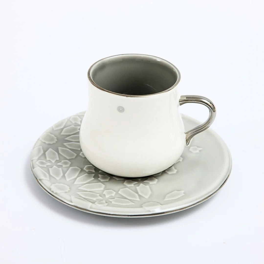Dunes - Cappuccino Cups (12-Pc)- Grey & Silver - Image 4