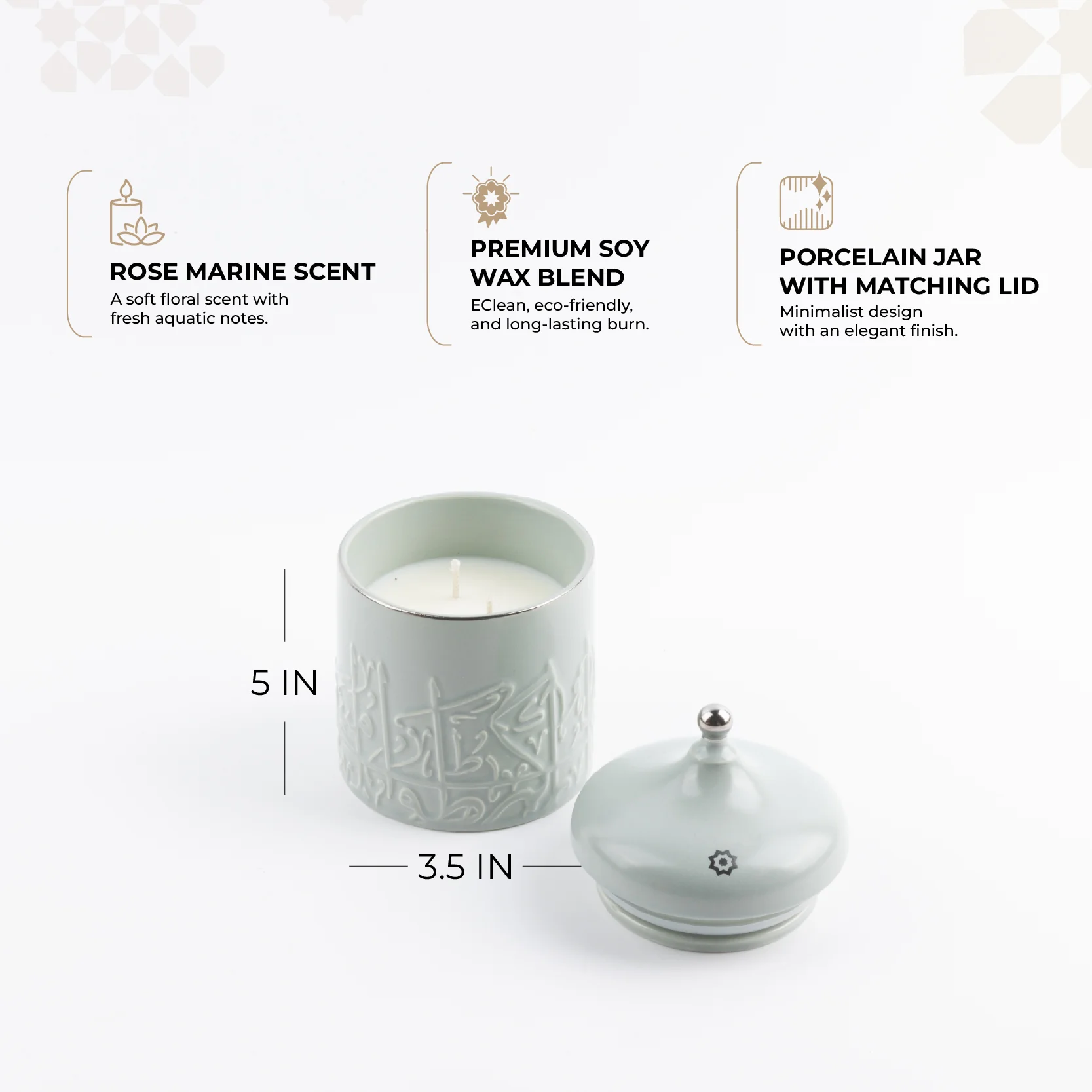 Jiwar -  Medium Candle| Sea Rose - Mint Green & Silver - Image 3