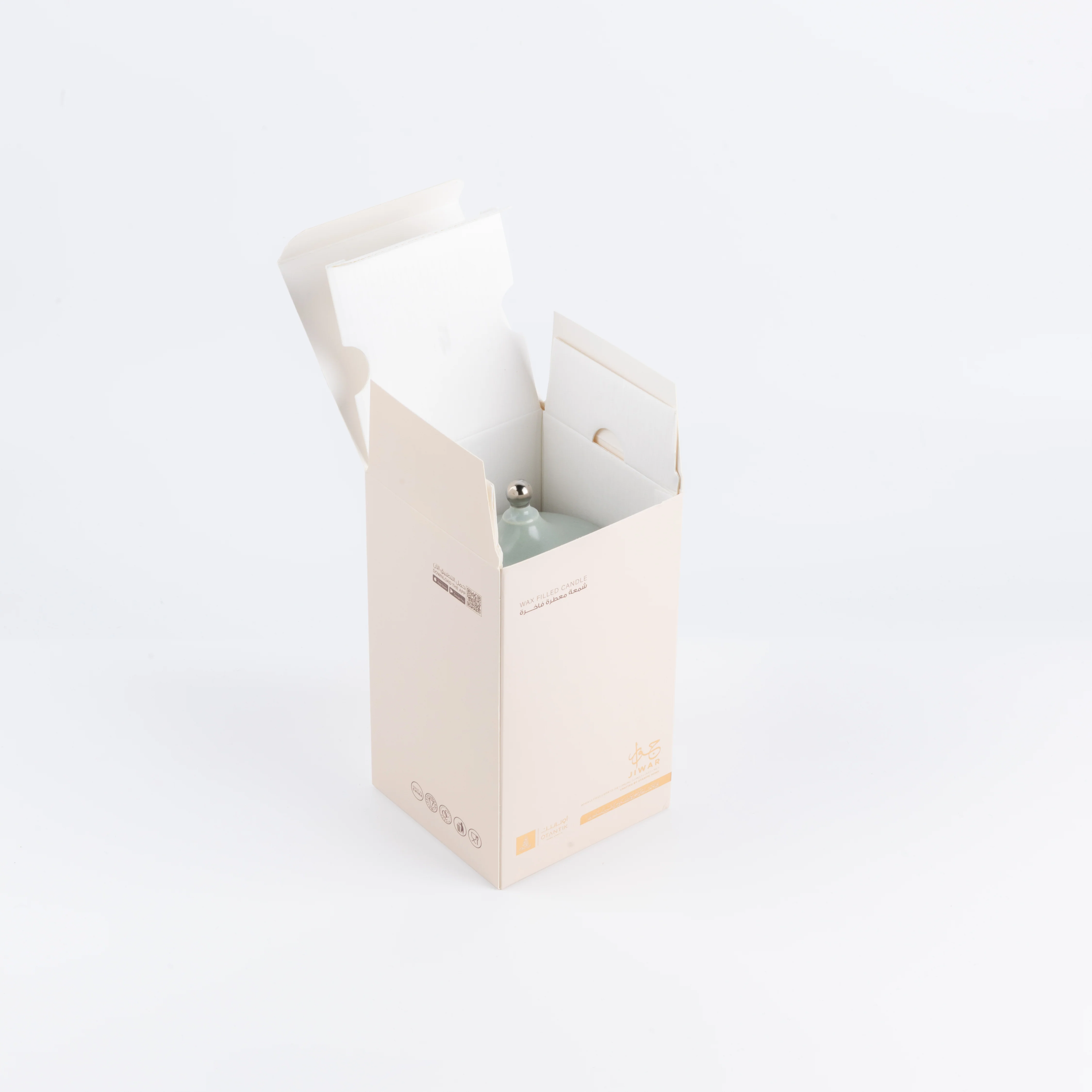 Jiwar -  Medium Candle| Sea Rose - Mint Green & Silver - Image 6
