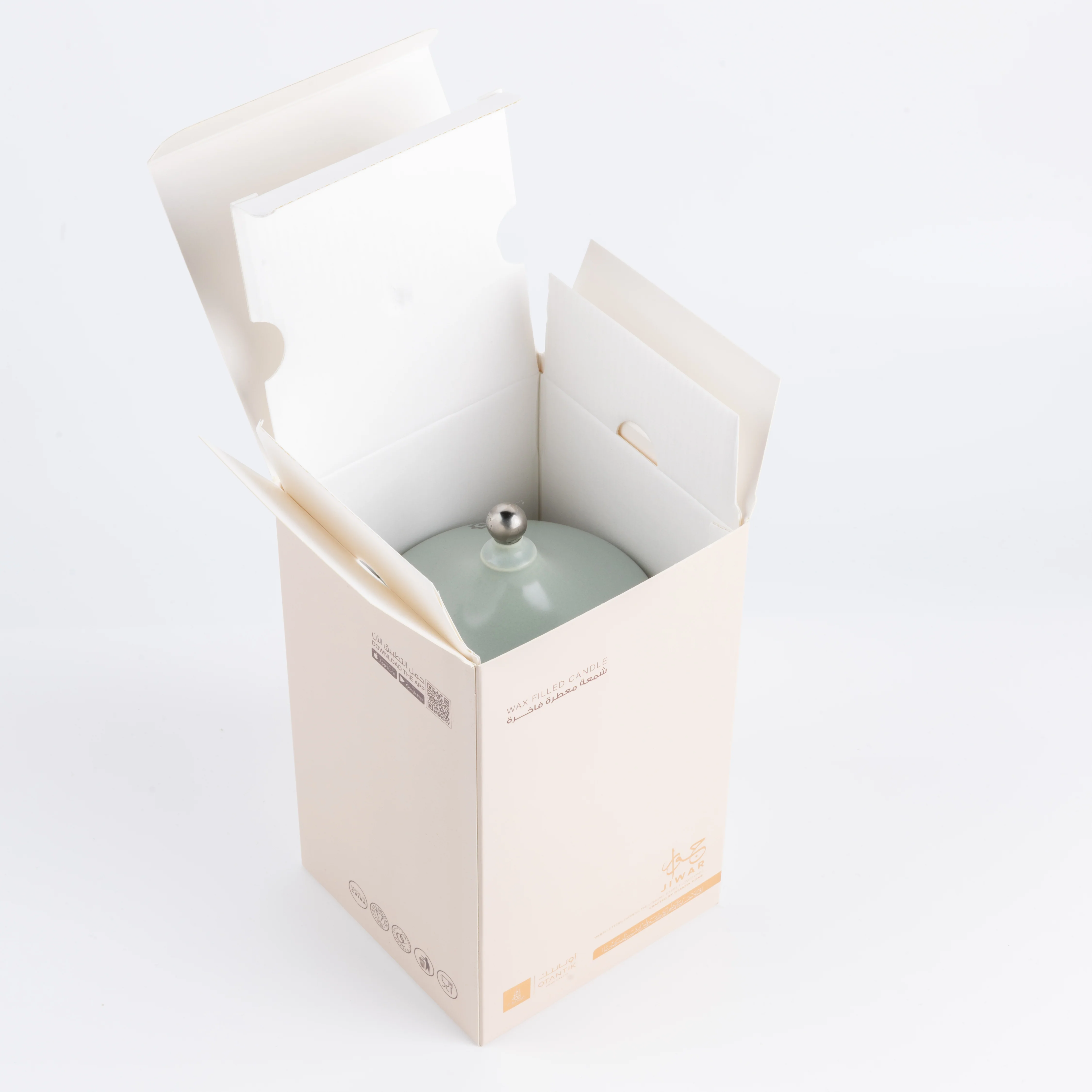 Jiwar -  Large Candle| Sea Rose - Mint Green & Silver - Image 6