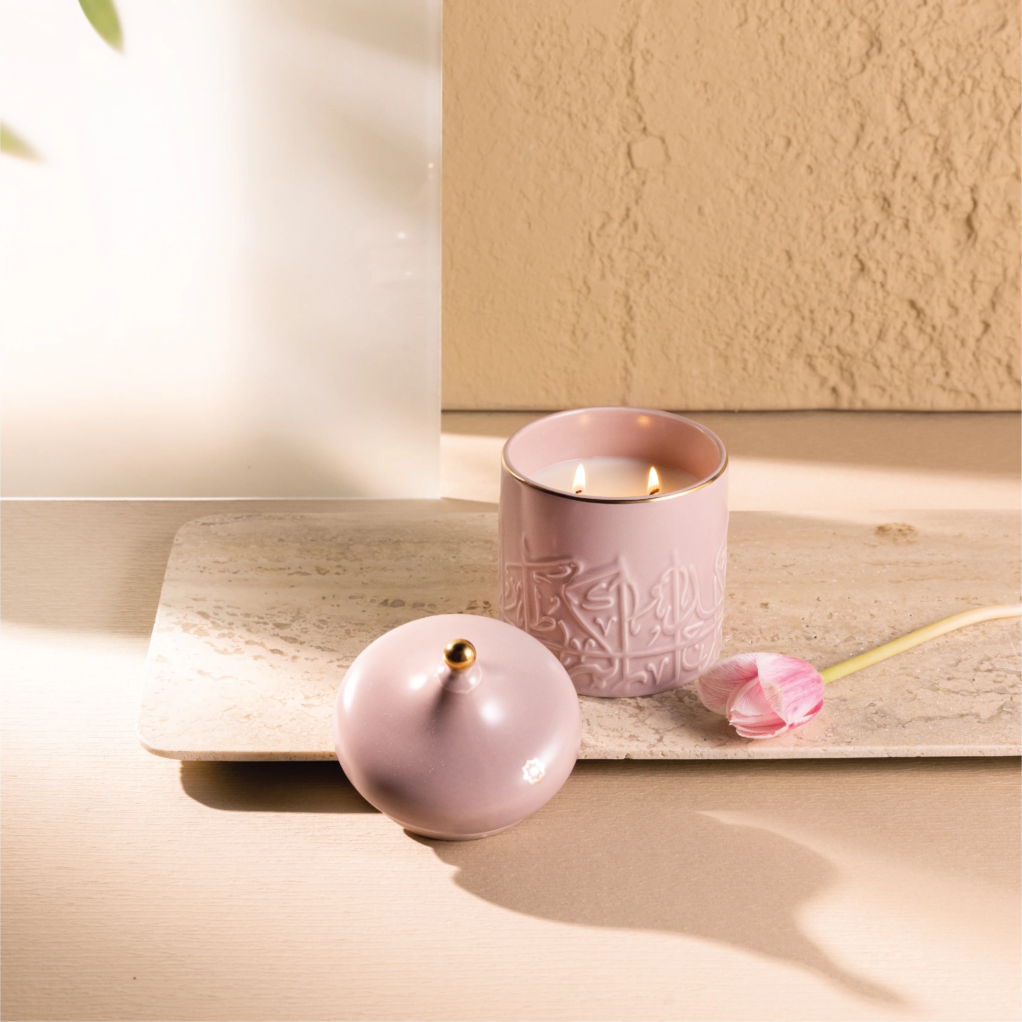Jiwar -  Large Candle|  Jasmine Vanilla - Lavender & Gold - Image 2