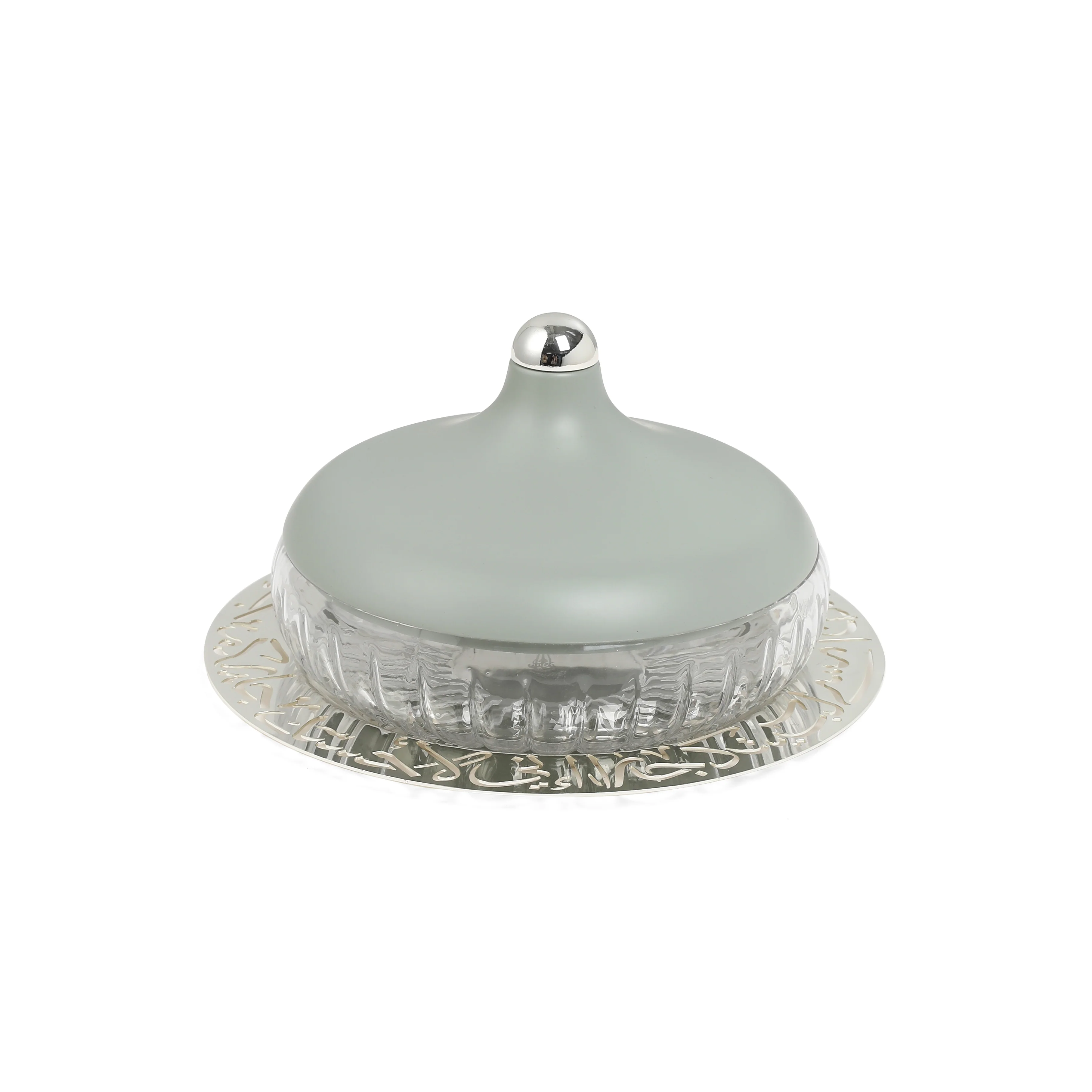 Jiwar - Medium Engraved Date & Dessert Centerpiece - Mint Green & Silver - Image 4
