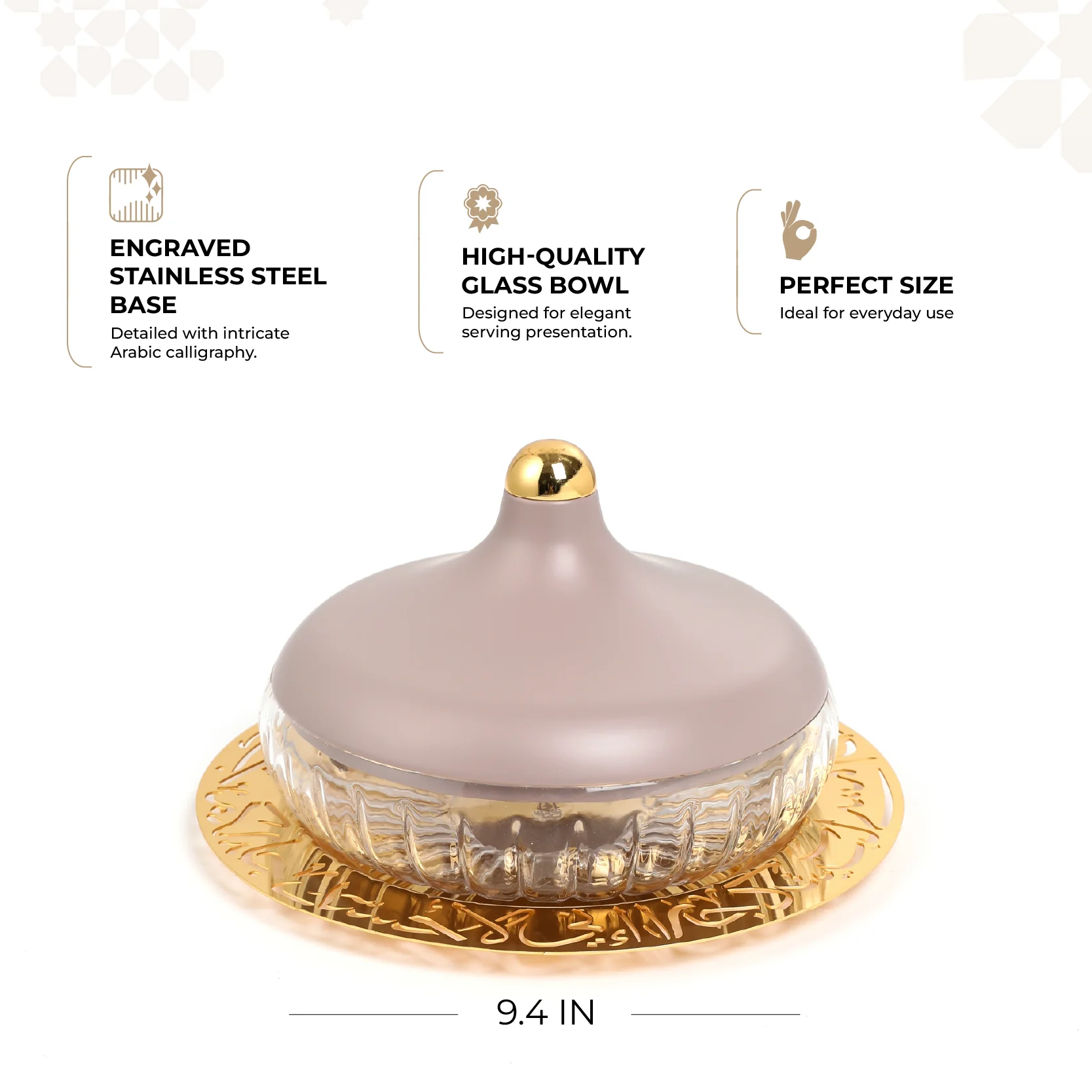 Jiwar - Medium Engraved Date & Dessert Centerpiece - Lavender & Gold - Image 3