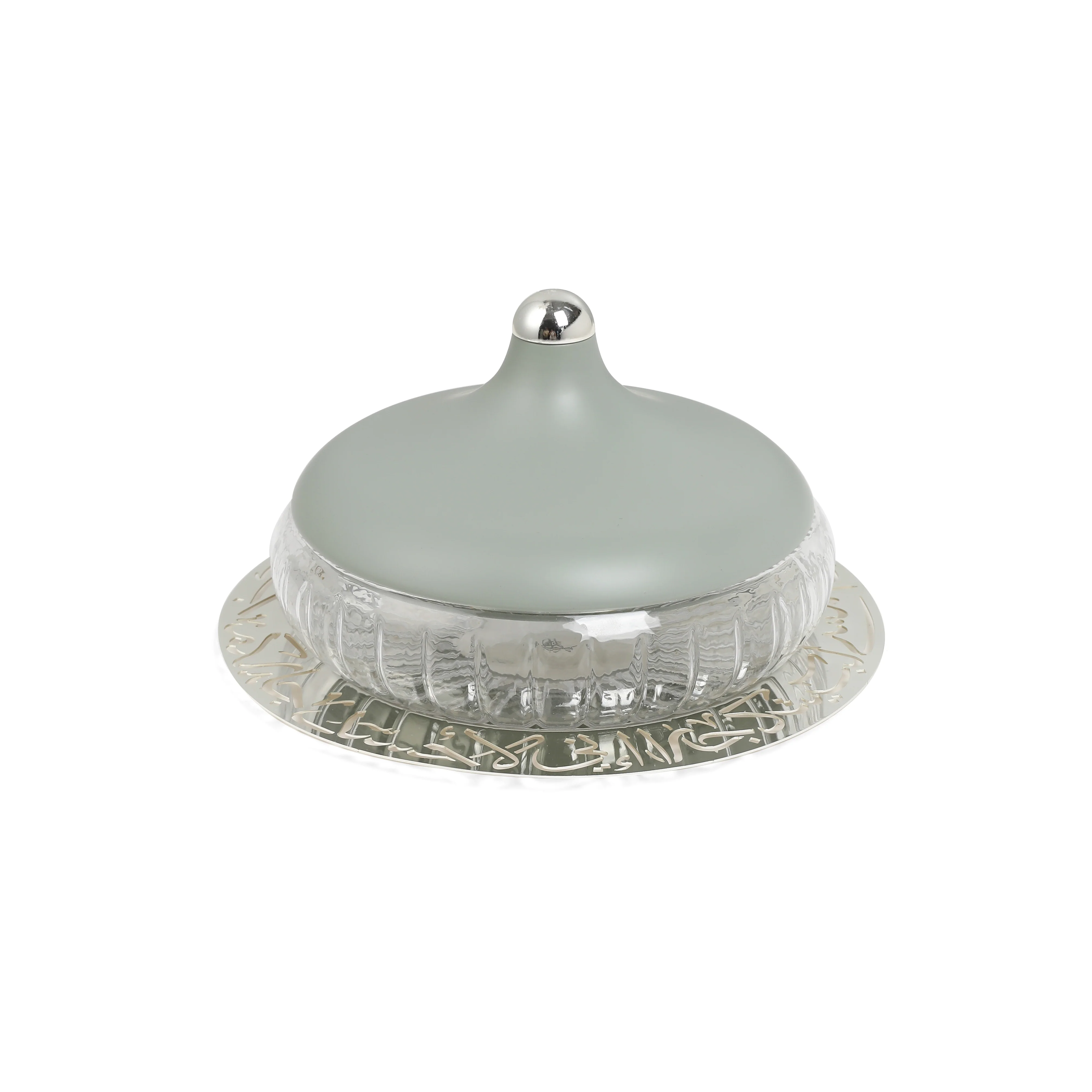 Jiwar - Large Engraved Date & Dessert Centerpiece - Mint Green & Silver - Image 2