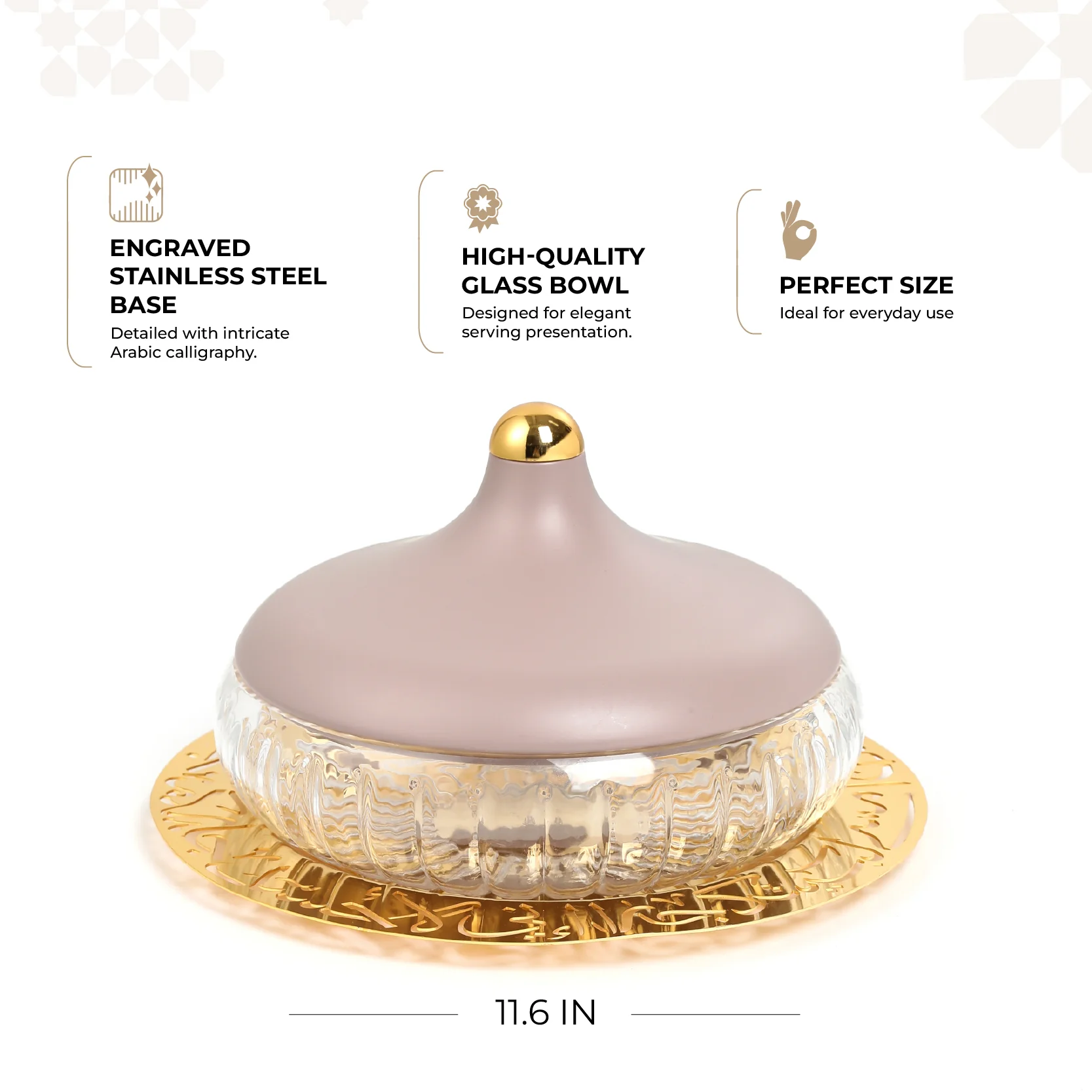 Jiwar - Large Engraved Date & Dessert Centerpiece - Lavender & Gold - Image 3