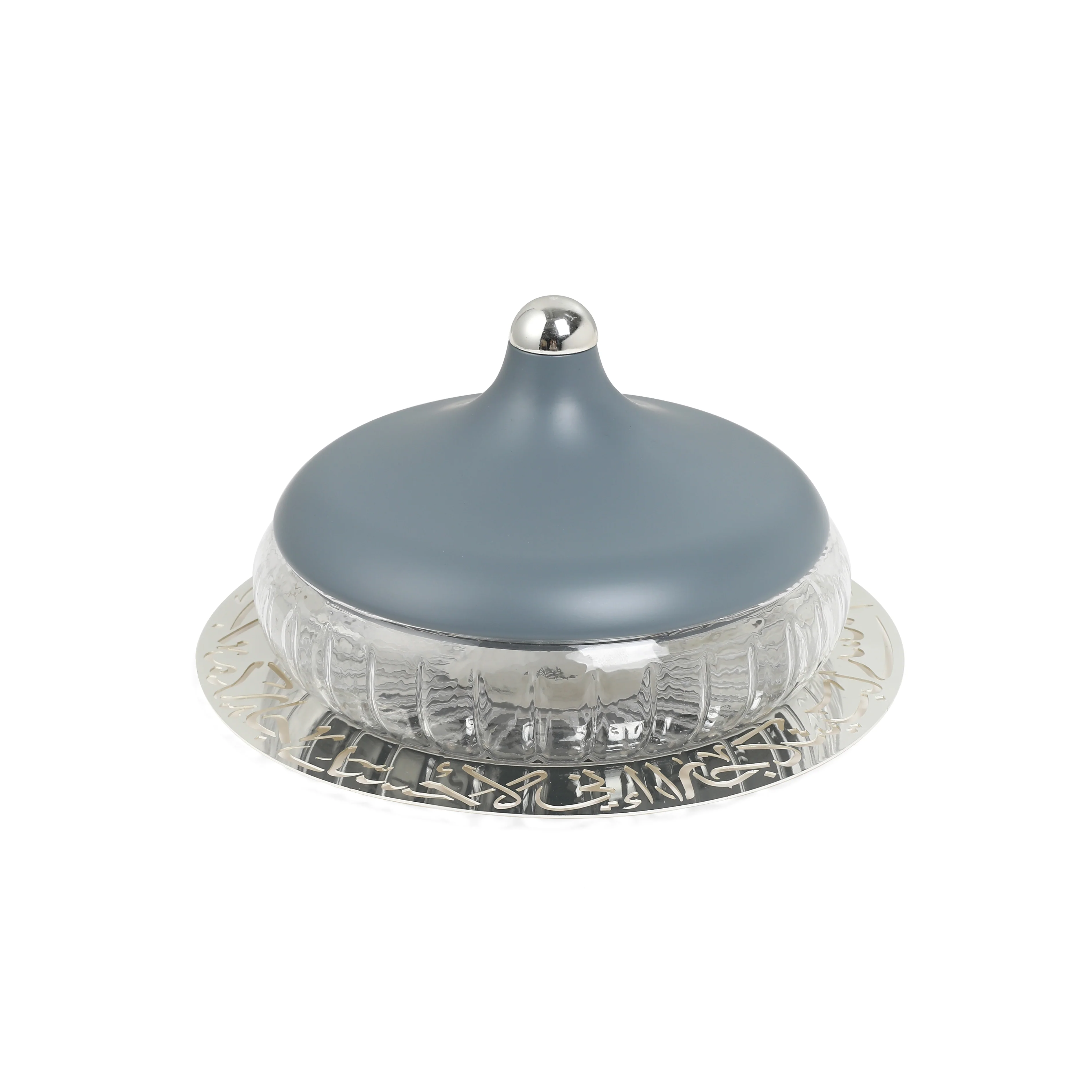 Jiwar - Large Engraved Date & Dessert Centerpiece - Haze Blue & Silver - Image 3