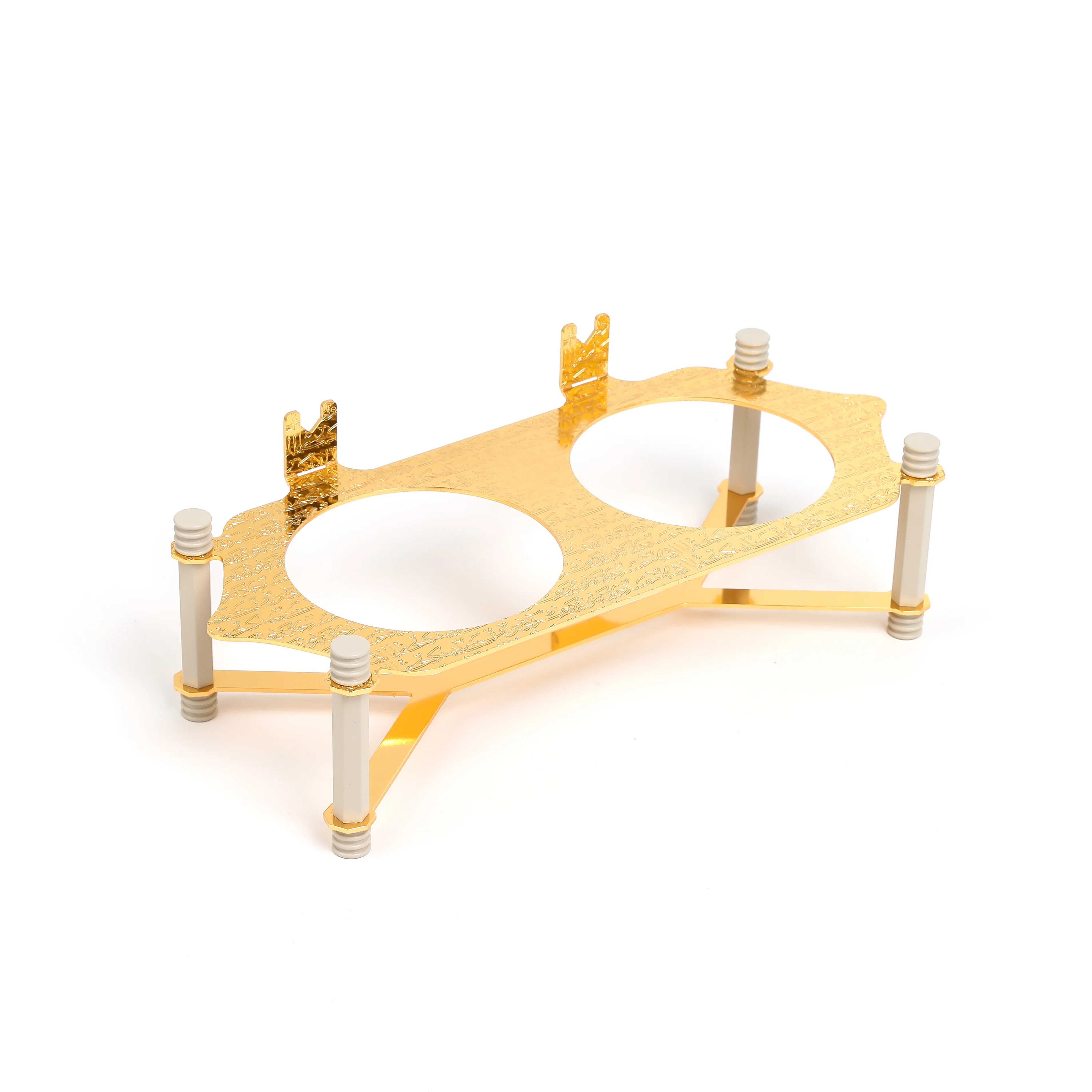 Jiwar - Dual Elegant Nut Serving Set with Engraved  Base - Beige & Gold - Image 5