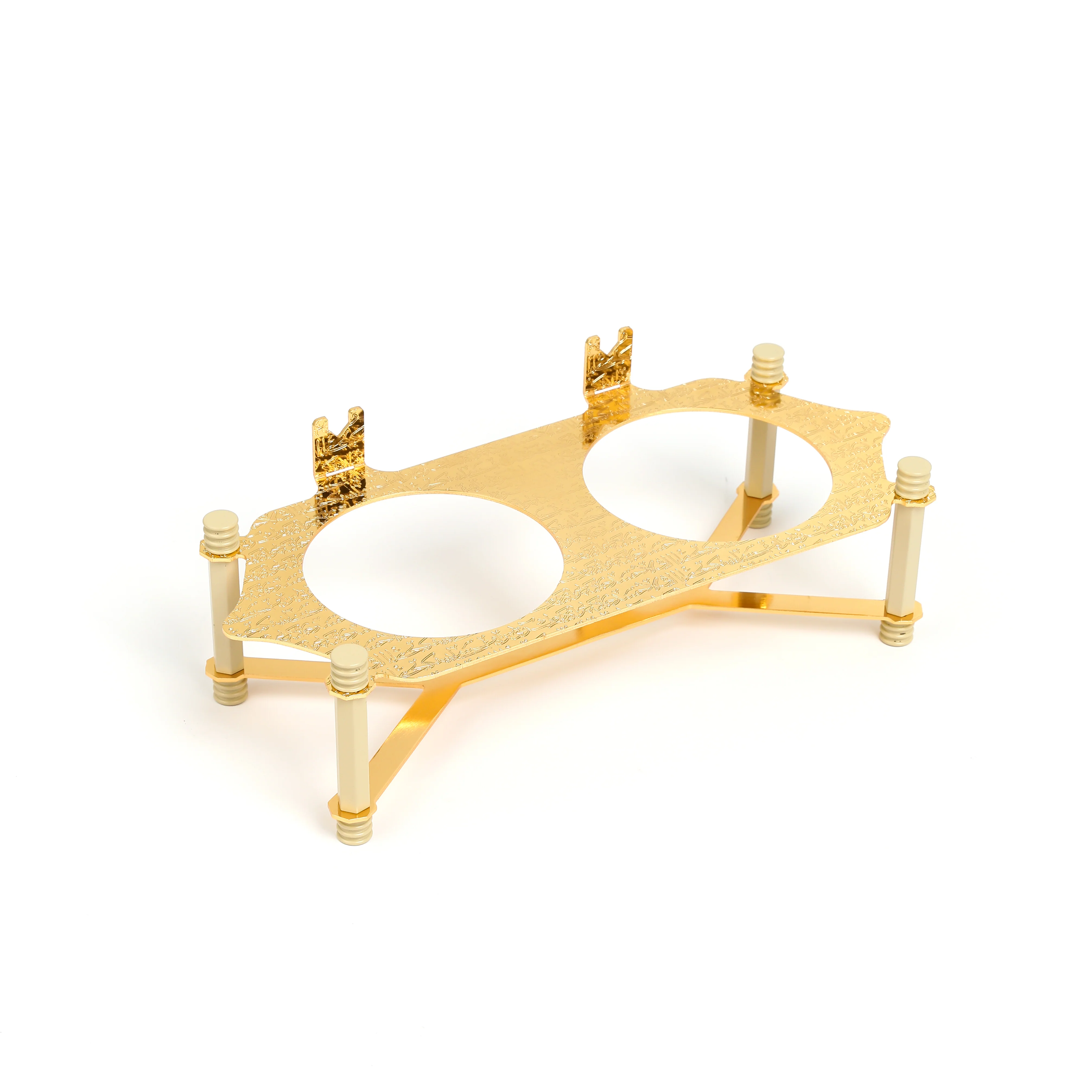 Jiwar - Dual Elegant Nut Serving Set with Engraved  Base - Ivory & Gold - Image 5