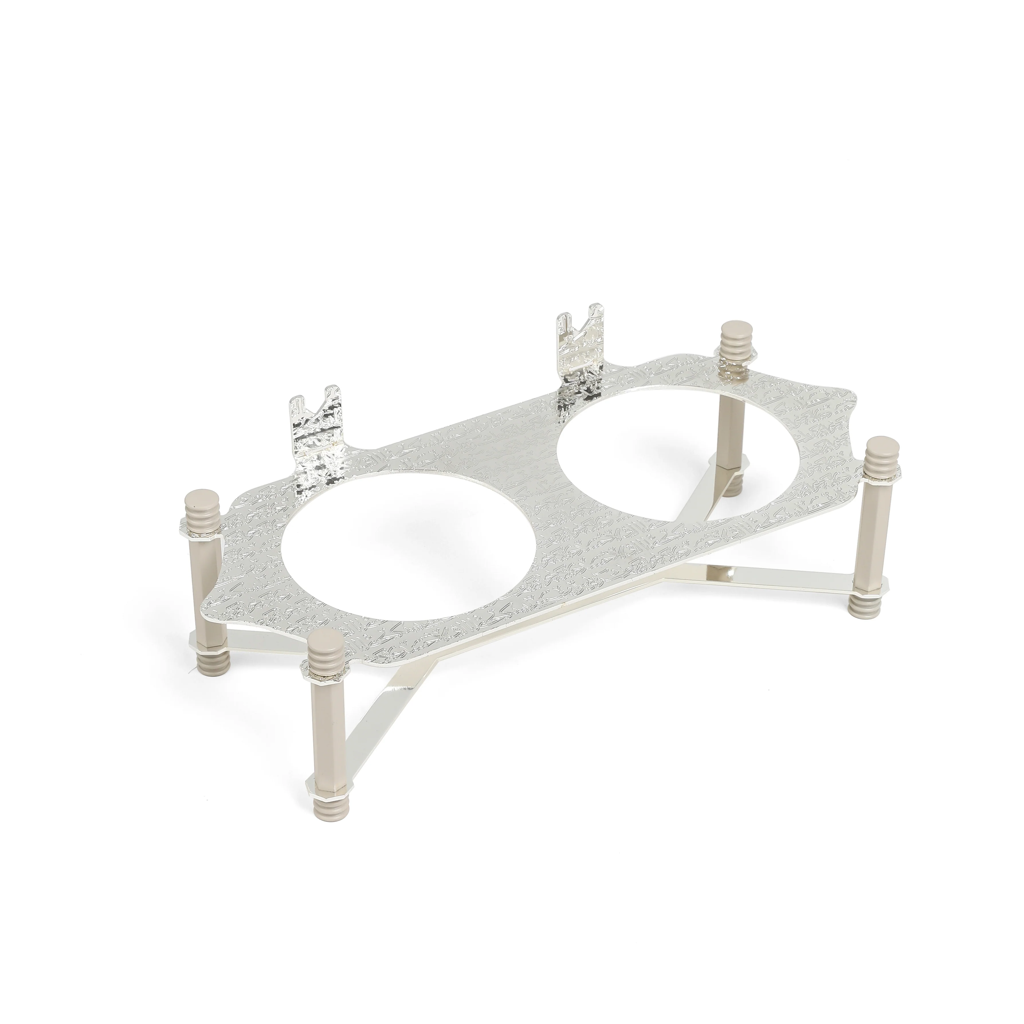 Jiwar - Dual Elegant Nut Serving Set with Engraved  Base - Beige & Silver - Image 5