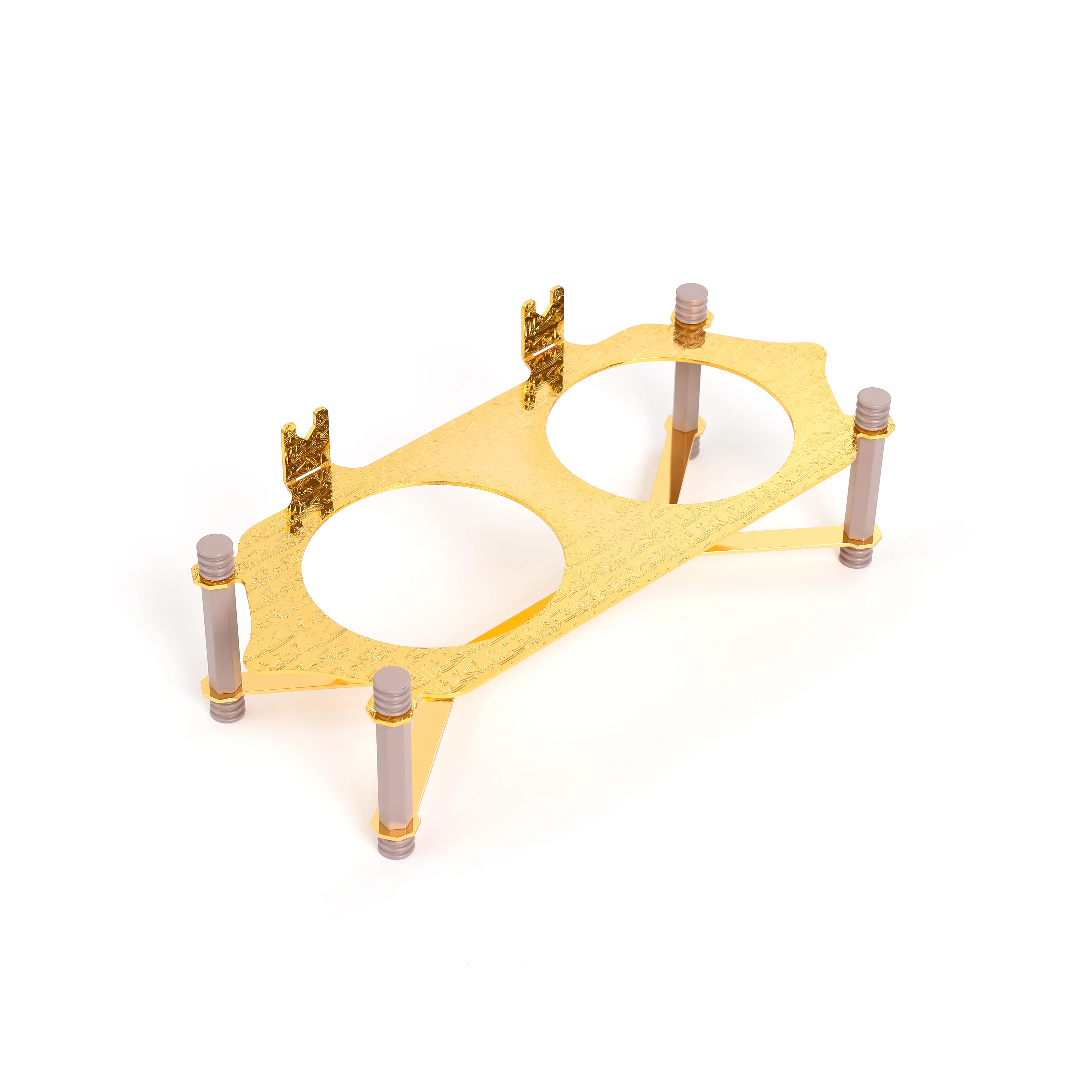 Jiwar - Dual Elegant Nut Serving Set with Engraved  Base - Lavender & Gold - Image 5