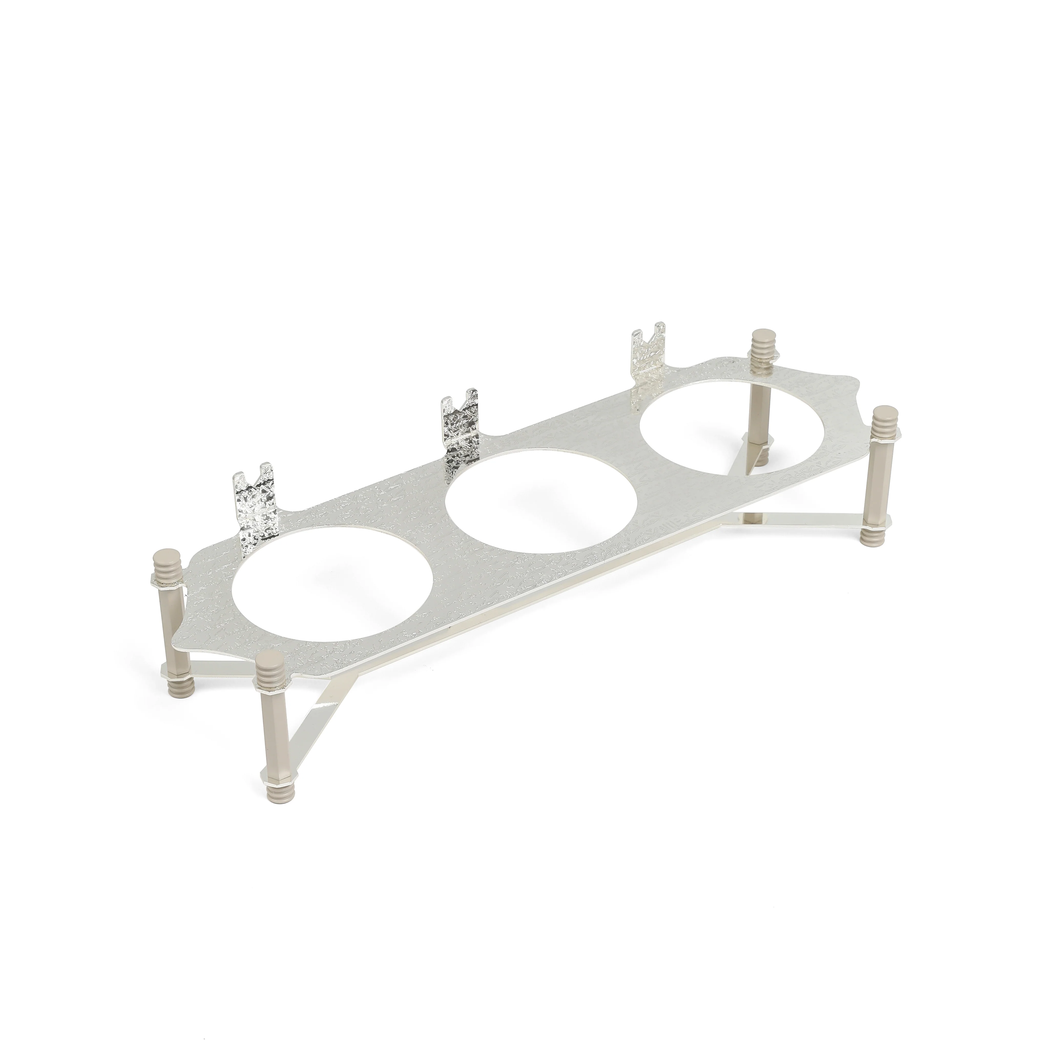 Jiwar - Triple Elegant Nut Serving Set with Engraved  Base - Beige & Silver - Image 5