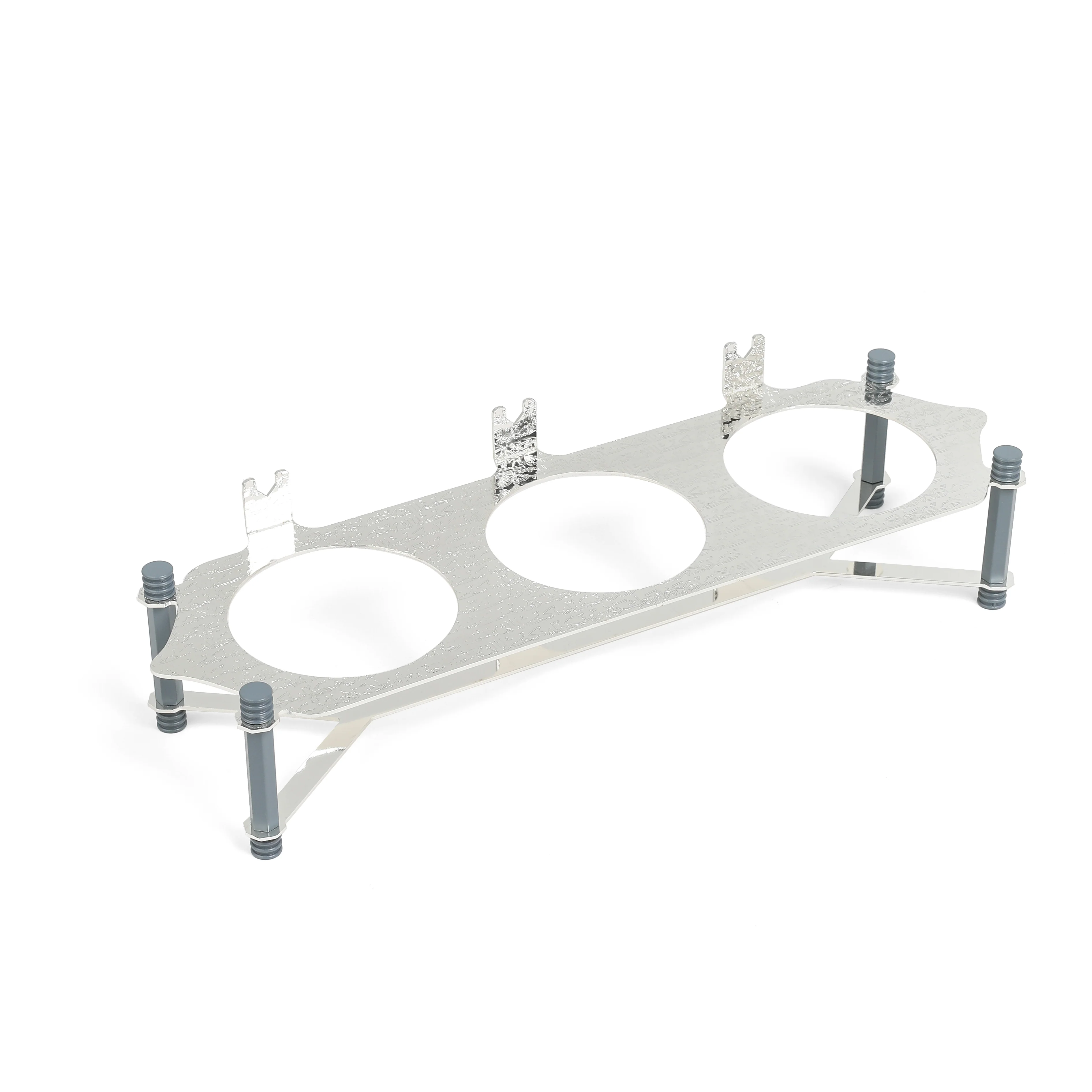 Jiwar - Triple Elegant Nut Serving Set with Engraved  Base - Haze BLue & Siver - Image 5